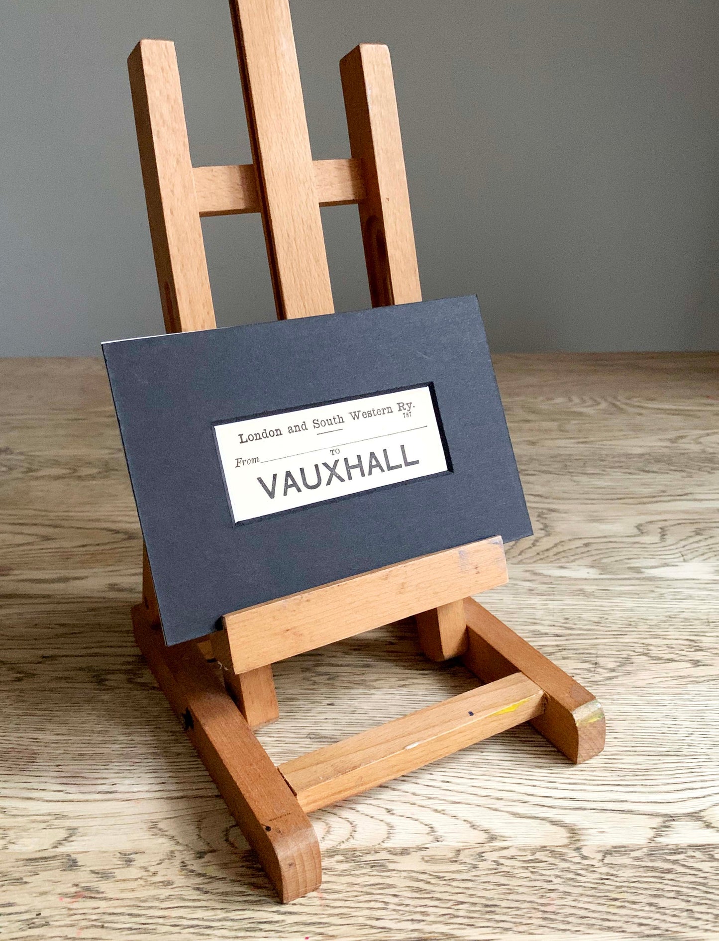 Vintage 'Vauxhall' Paper Luggage Label / Mounted & Matted - 6x4in / 15x10cm