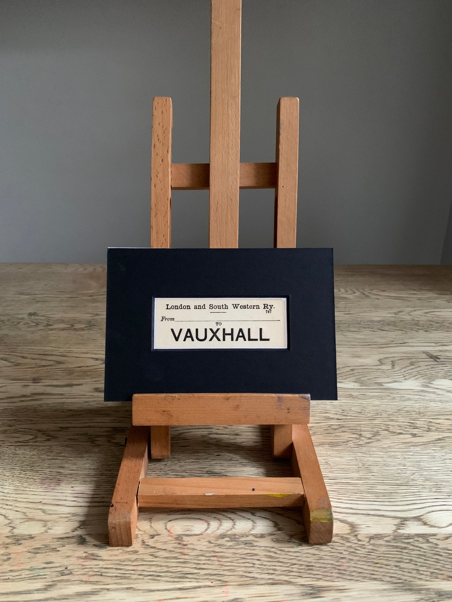 Vintage 'Vauxhall' Paper Luggage Label / Mounted & Matted - 6x4in / 15x10cm