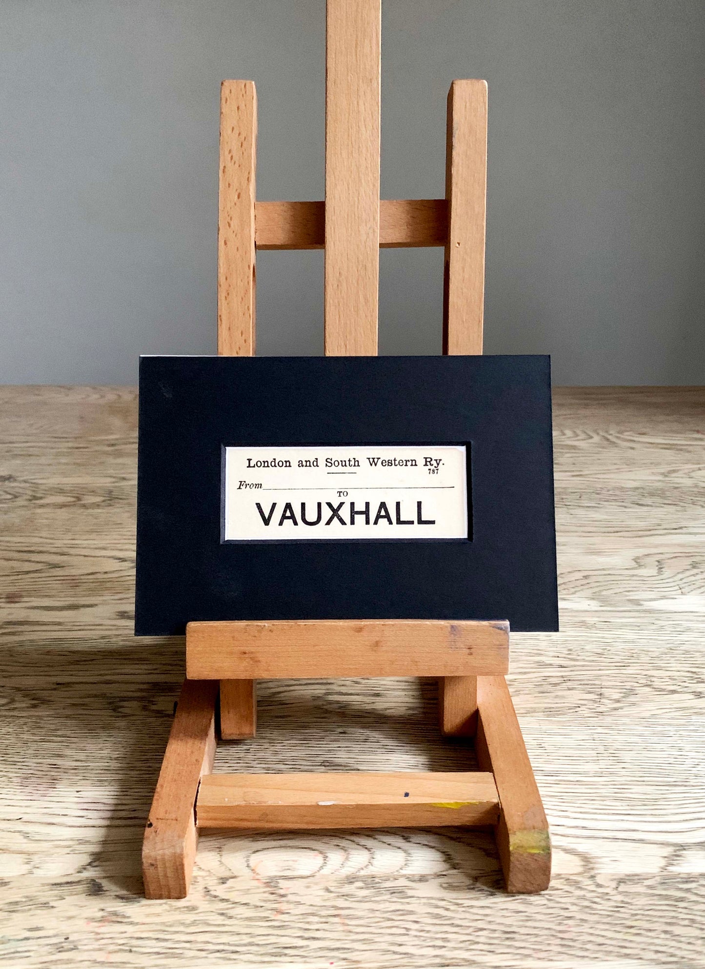 Vintage 'Vauxhall' Paper Luggage Label / Mounted & Matted - 6x4in / 15x10cm