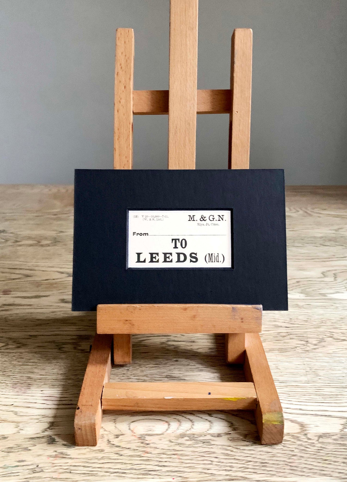 Vintage 'Leeds' Paper Luggage Label / Mounted & Matted - 6x4in / 15x10cm