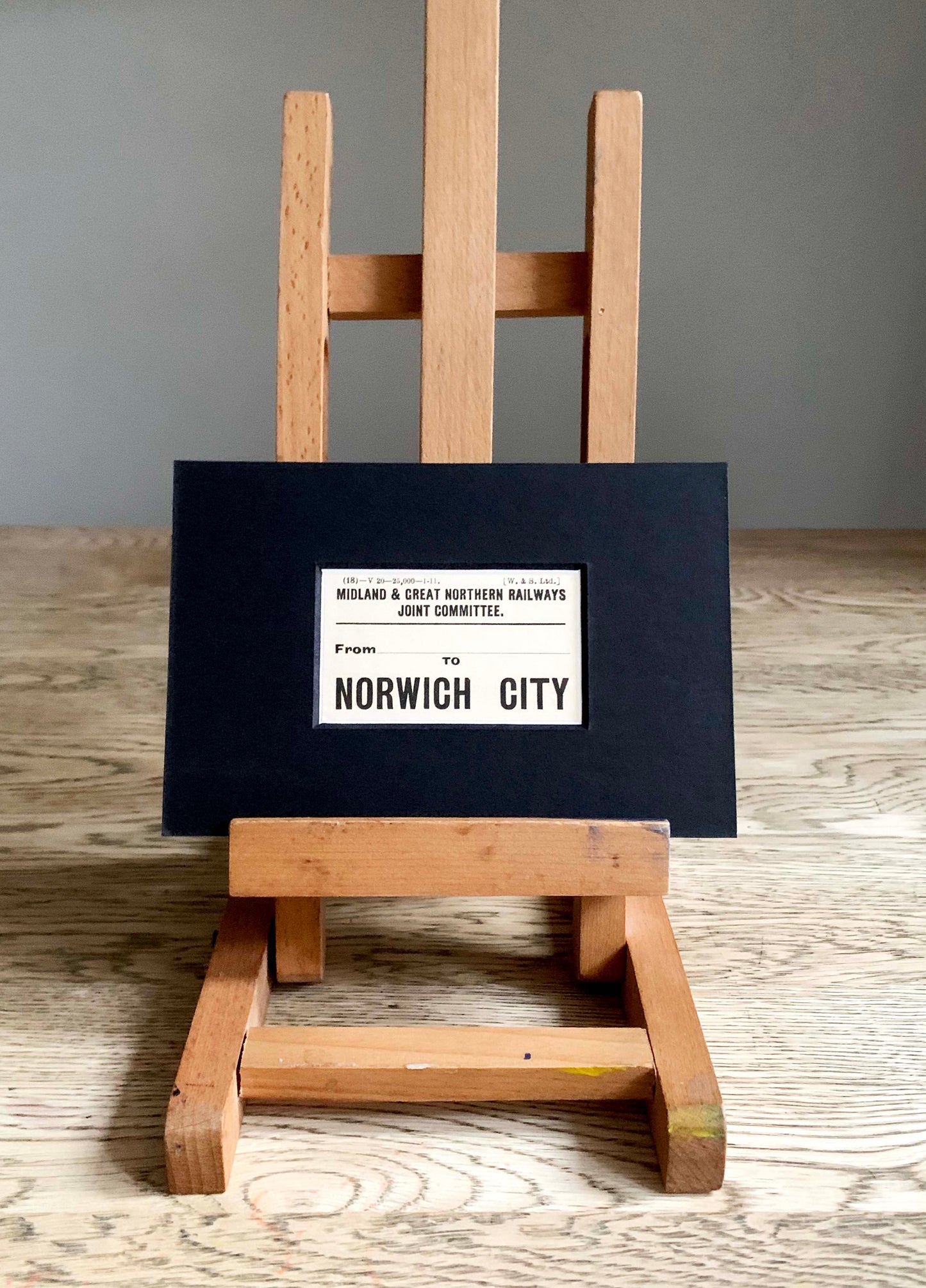 Vintage 'Norwich' Paper Luggage Label / Mounted & Matted - 6x4in / 15x10cm