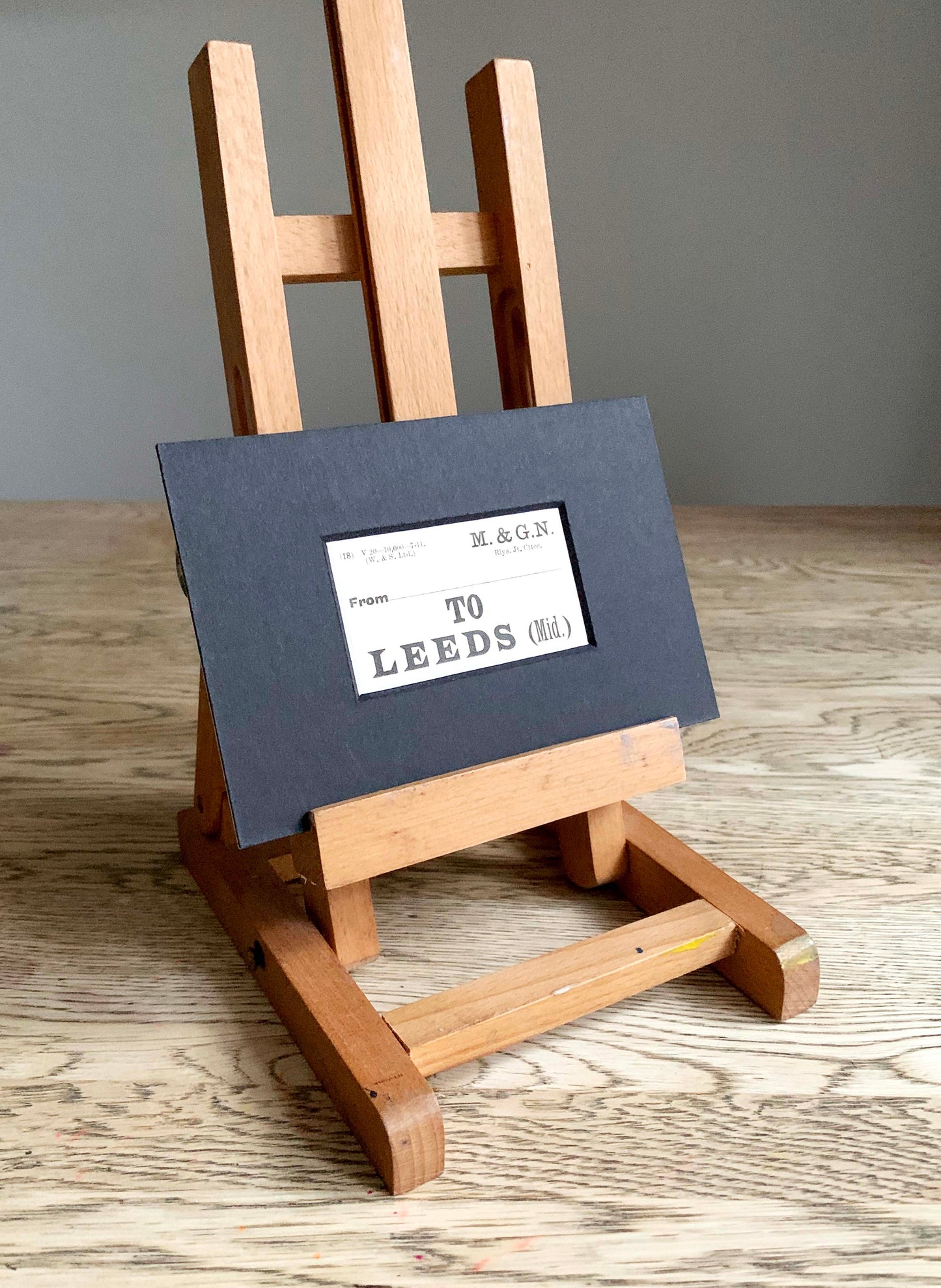 Vintage 'Leeds' Paper Luggage Label / Mounted & Matted - 6x4in / 15x10cm