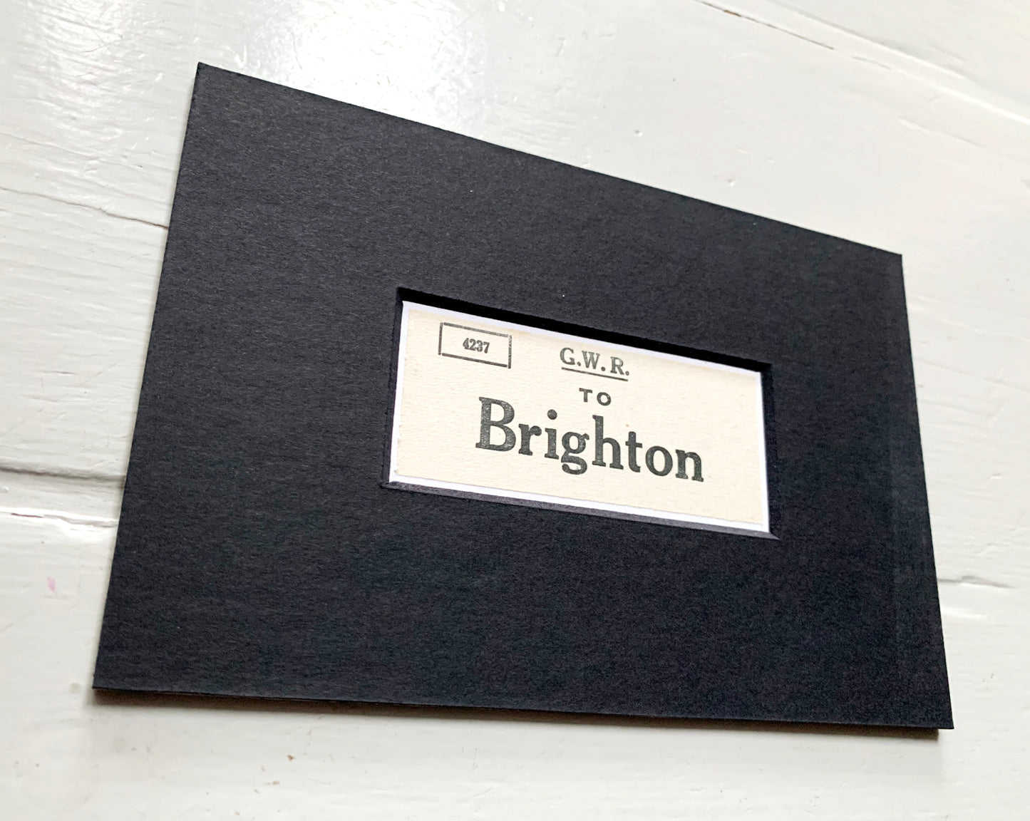 Vintage 'Brighton' Paper Luggage Label / Mounted & Matted - 6x4in / 15x10cm