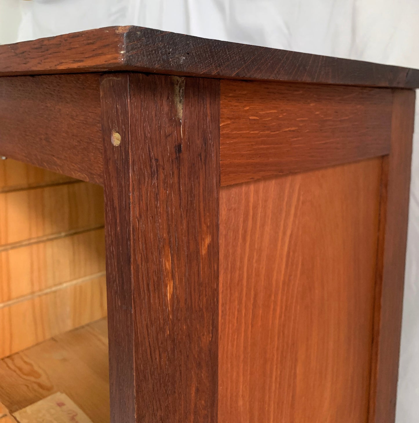 Antique French Double Tambour Oak Office Cabinet / 150cm Tall