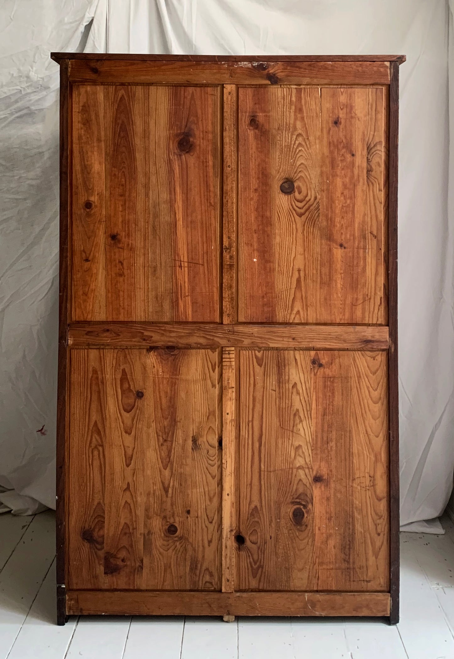 Antique French Double Tambour Oak Office Cabinet / 150cm Tall