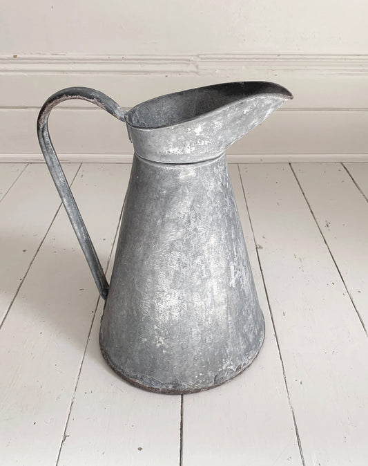 Antique Galvanised Large Pitcher Jug / French Barn Find