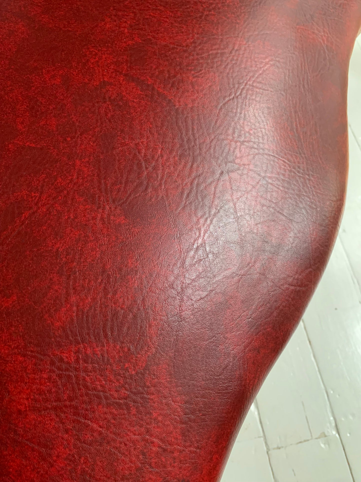 Antique Victorian Mahogany & Red Leather Fireside, Library Chair