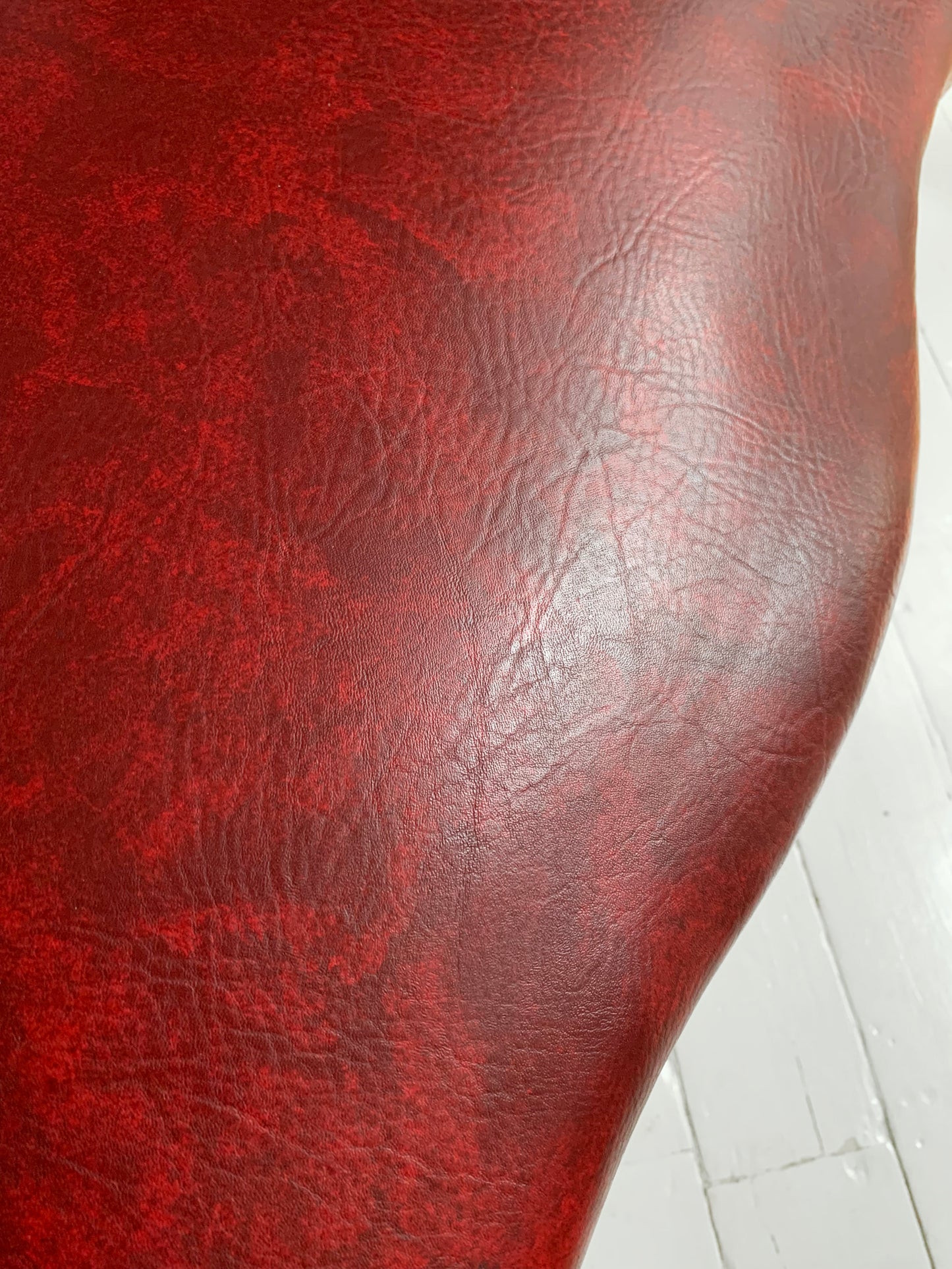 Antique Victorian Mahogany & Red Leather Fireside, Library Chair