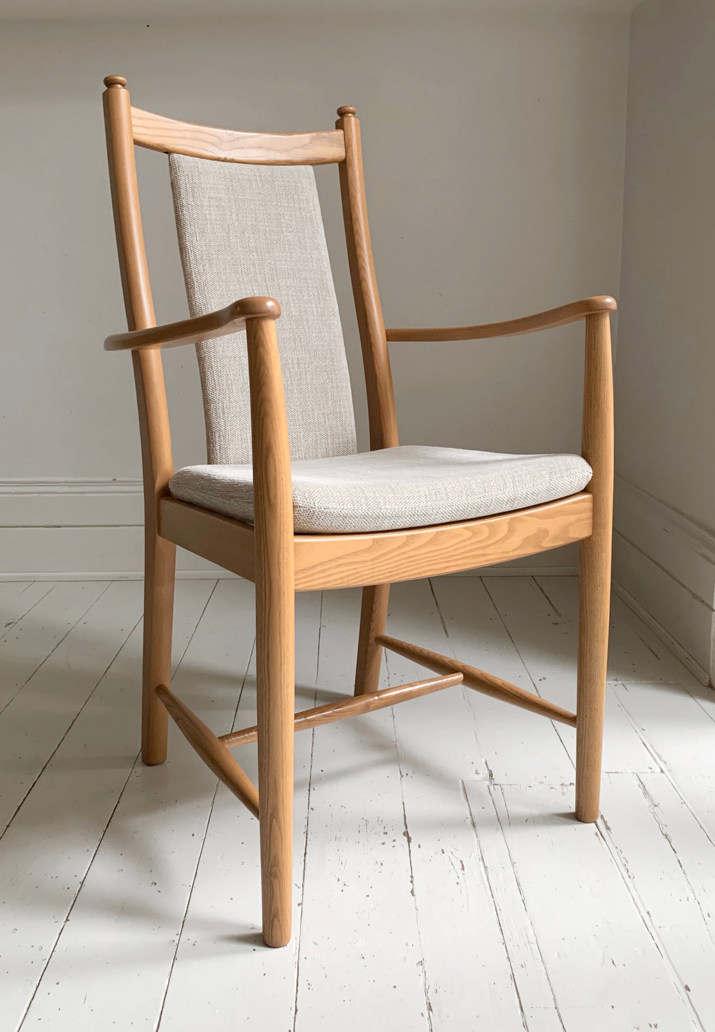Pair of Ercol - Windsor - Penn Padded Back Dining Arm / Carver Chairs