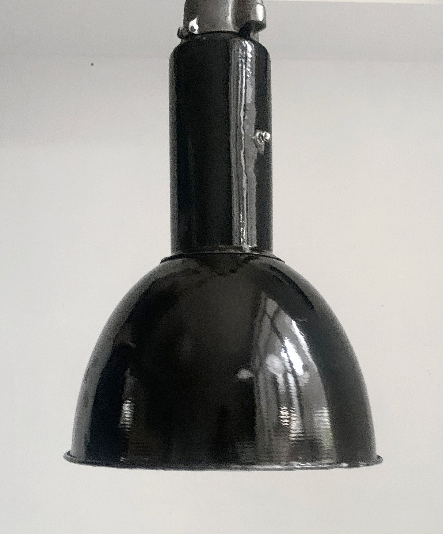 Vintage Industrial Black Enamel Pendant Lamp By Elektrosvit, 1950's / Soviet Era