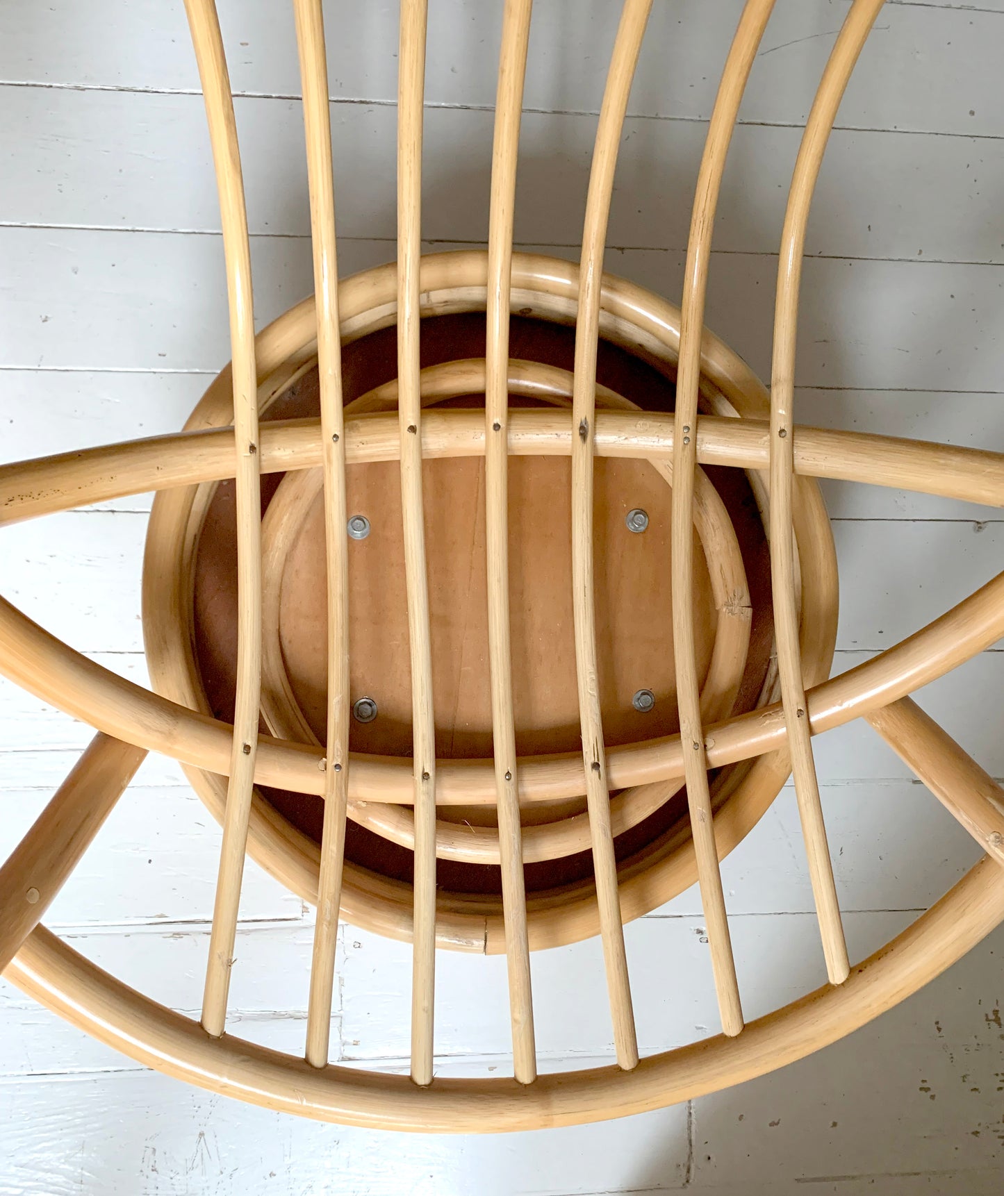 Stunning MCM Large Vintage 1970s Rattan Rocking & Swivel Chair with Cushion