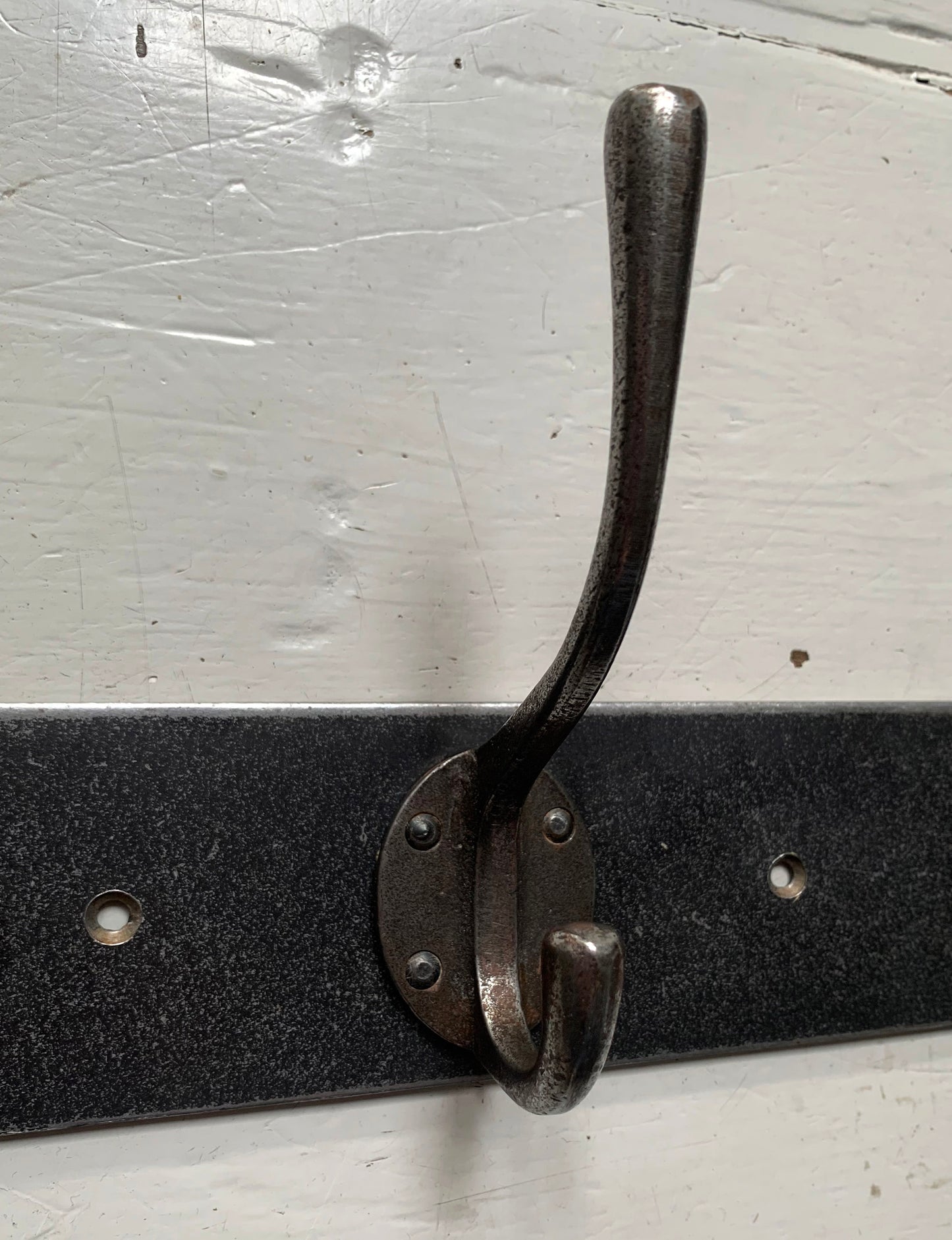 4 x Industrial Style Black Metal, Wall Mounted Double Hooks
