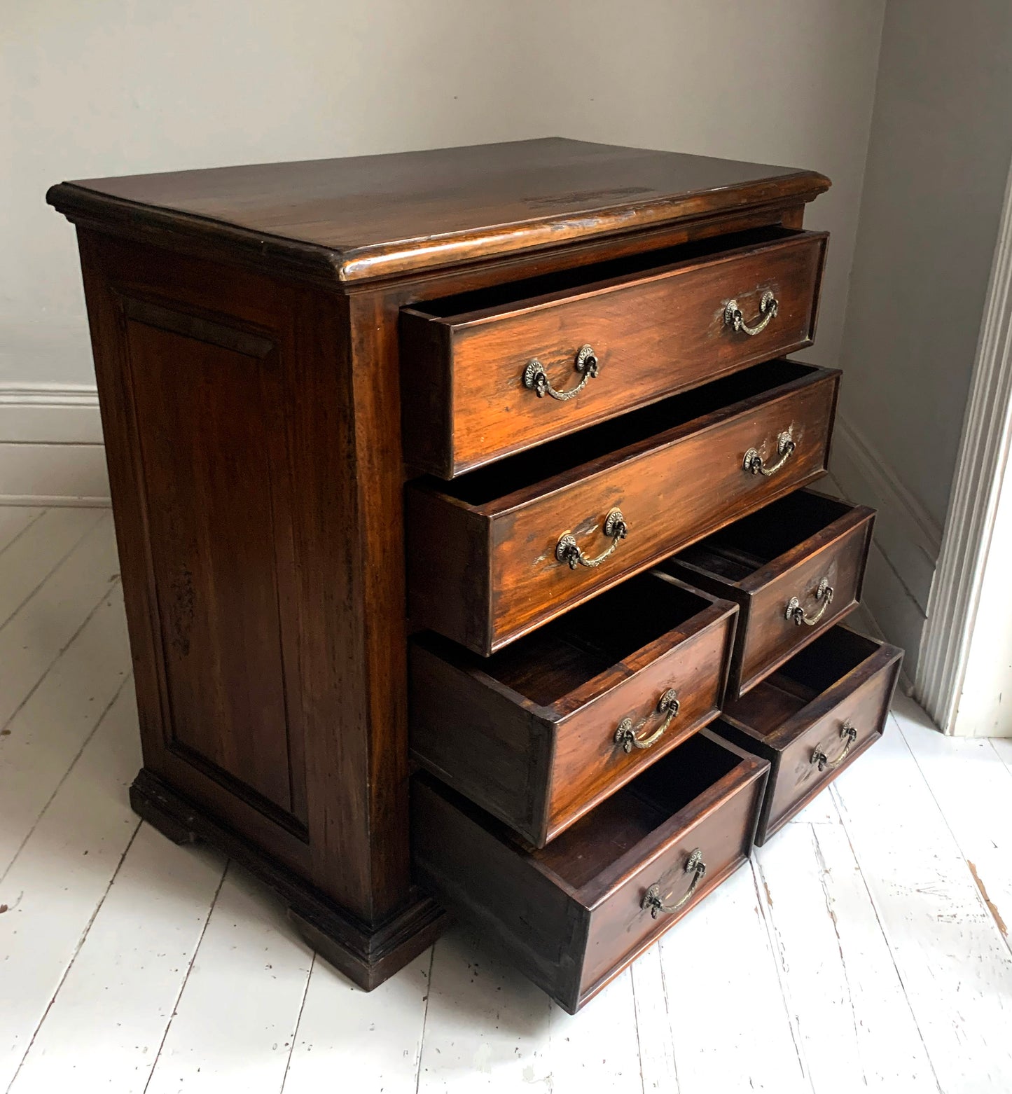 Antique Georgian Two Over Four Mahogany Chest Of Drawers