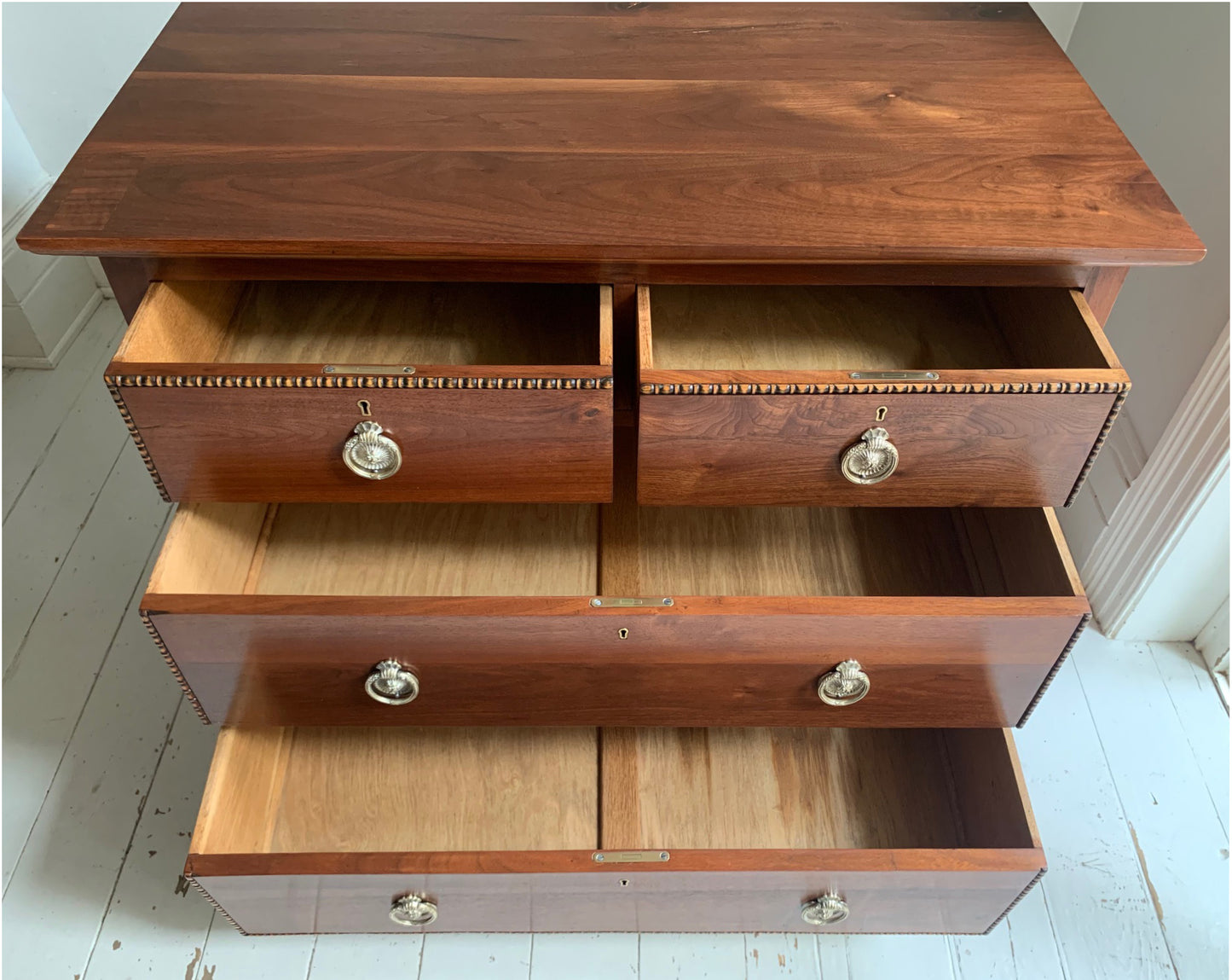 Antique Mahogany Two Over Two Chest Of Drawers, Edwardian on Castors Refurbished