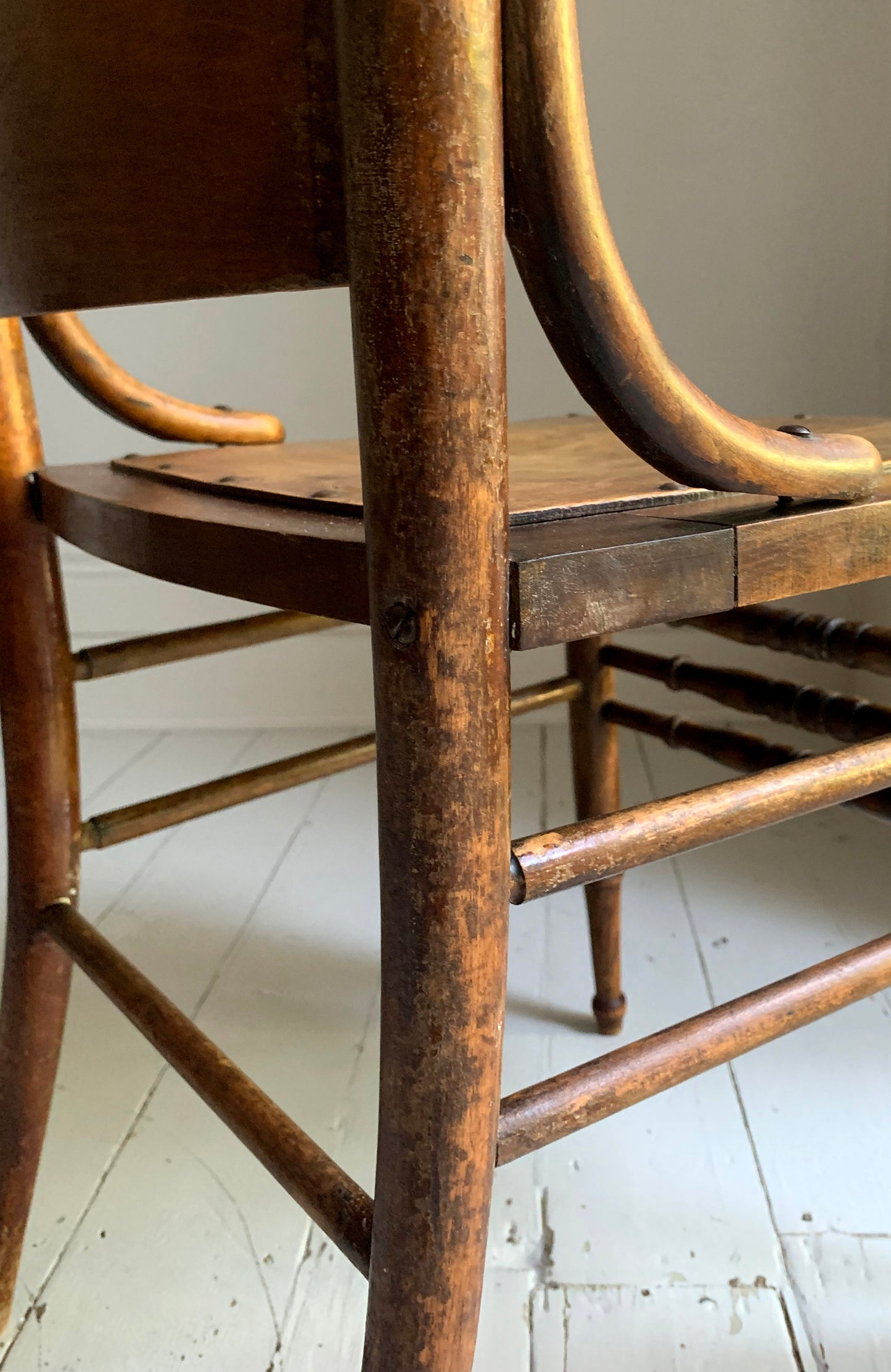 Antique Pressed Back Oak Dining Chair with Spindle Back & Pressed Oak Seat