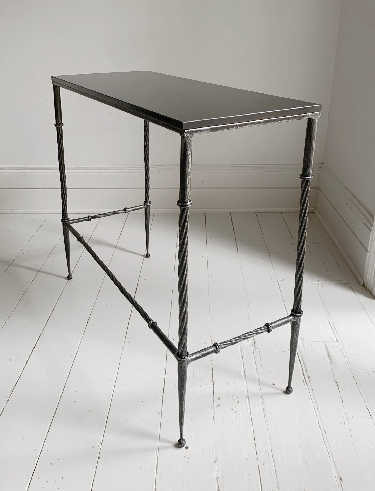 Stunning Style Black Console / Hall Table - Granite & Wrought Steel / Iron