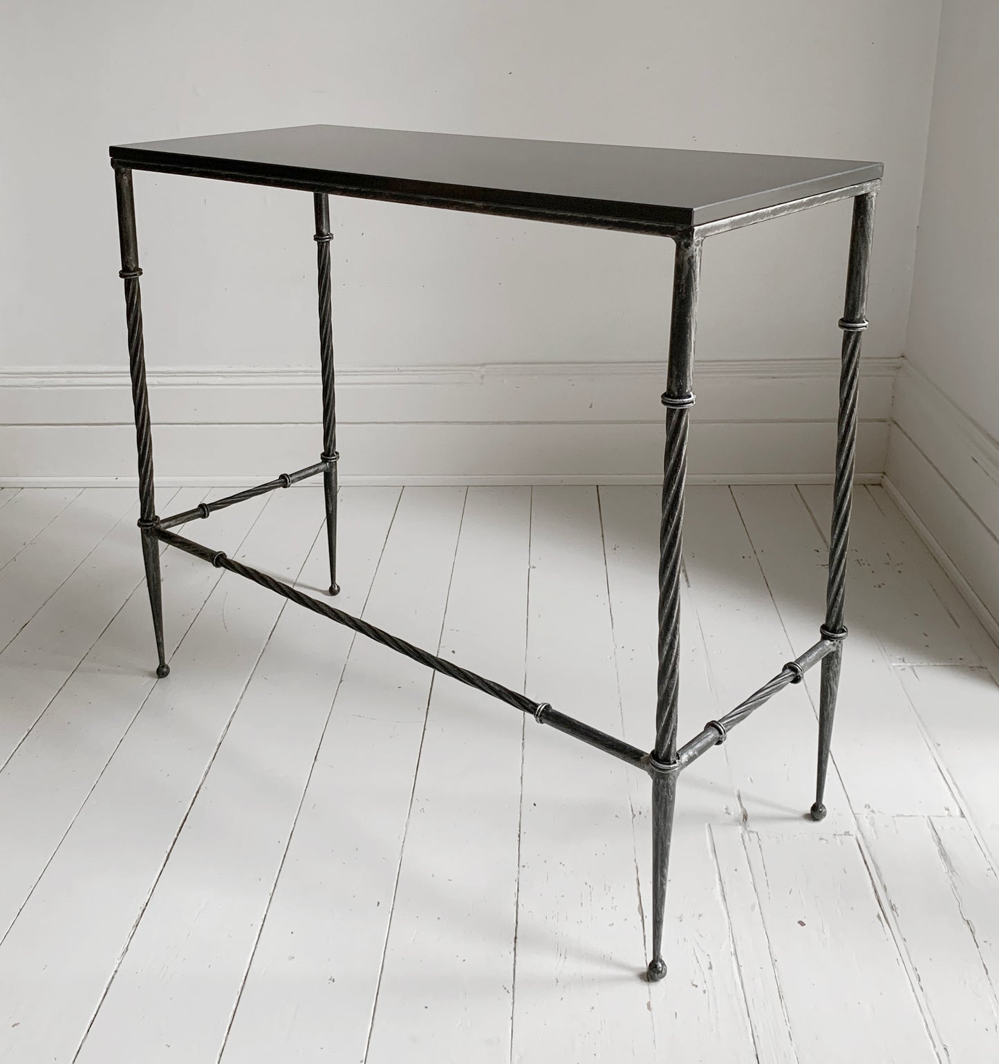 Stunning Style Black Console / Hall Table - Granite & Wrought Steel / Iron