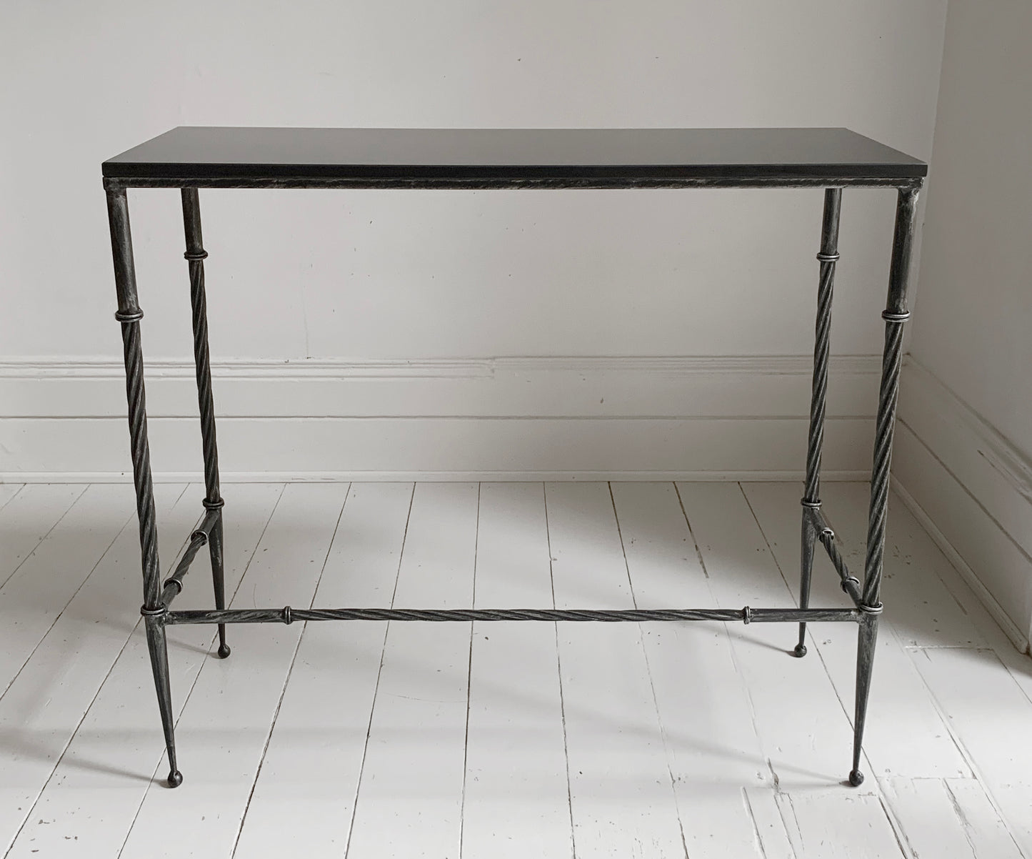 Stunning Style Black Console / Hall Table - Granite & Wrought Steel / Iron