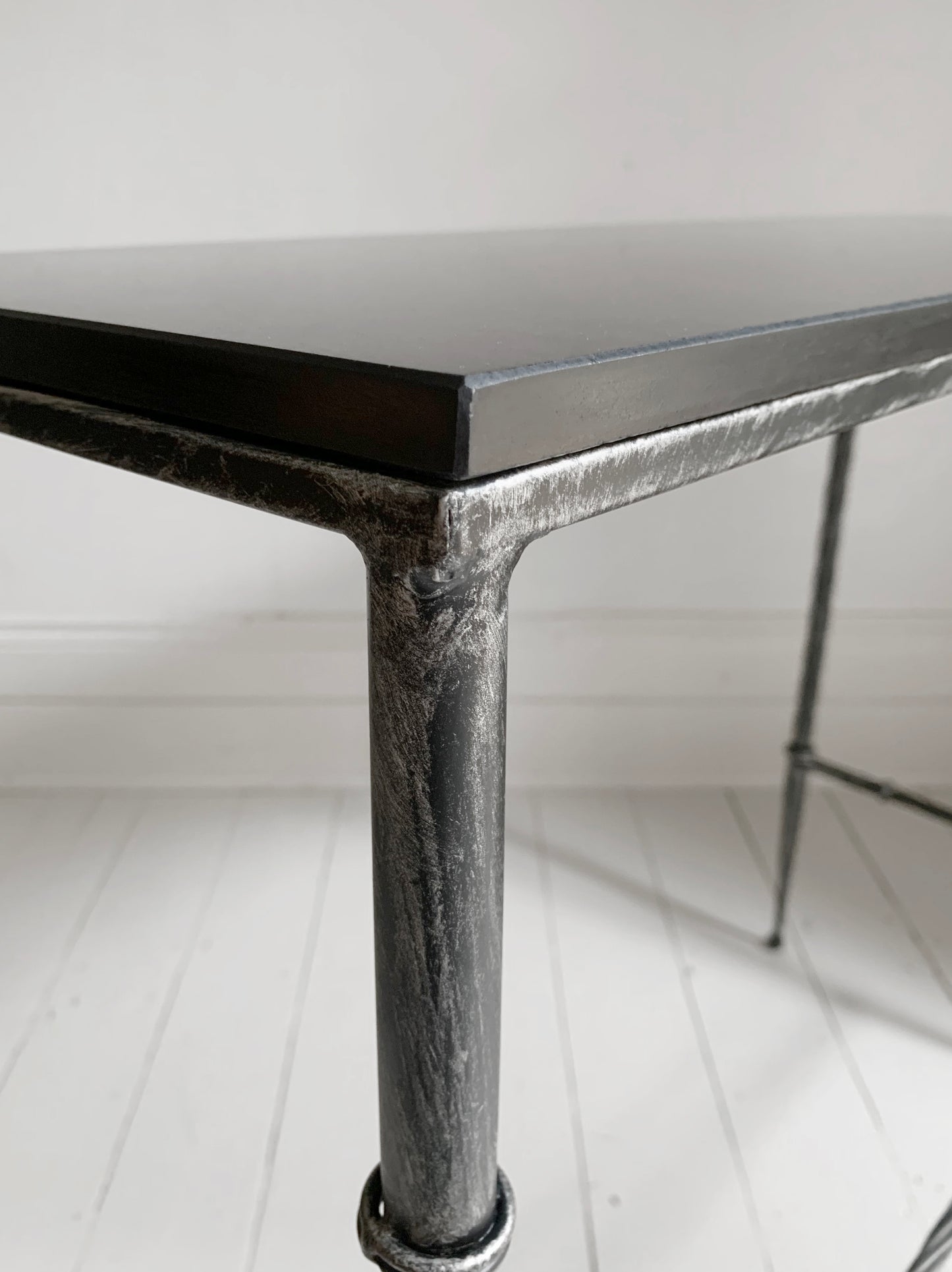 Stunning Style Black Console / Hall Table - Granite & Wrought Steel / Iron