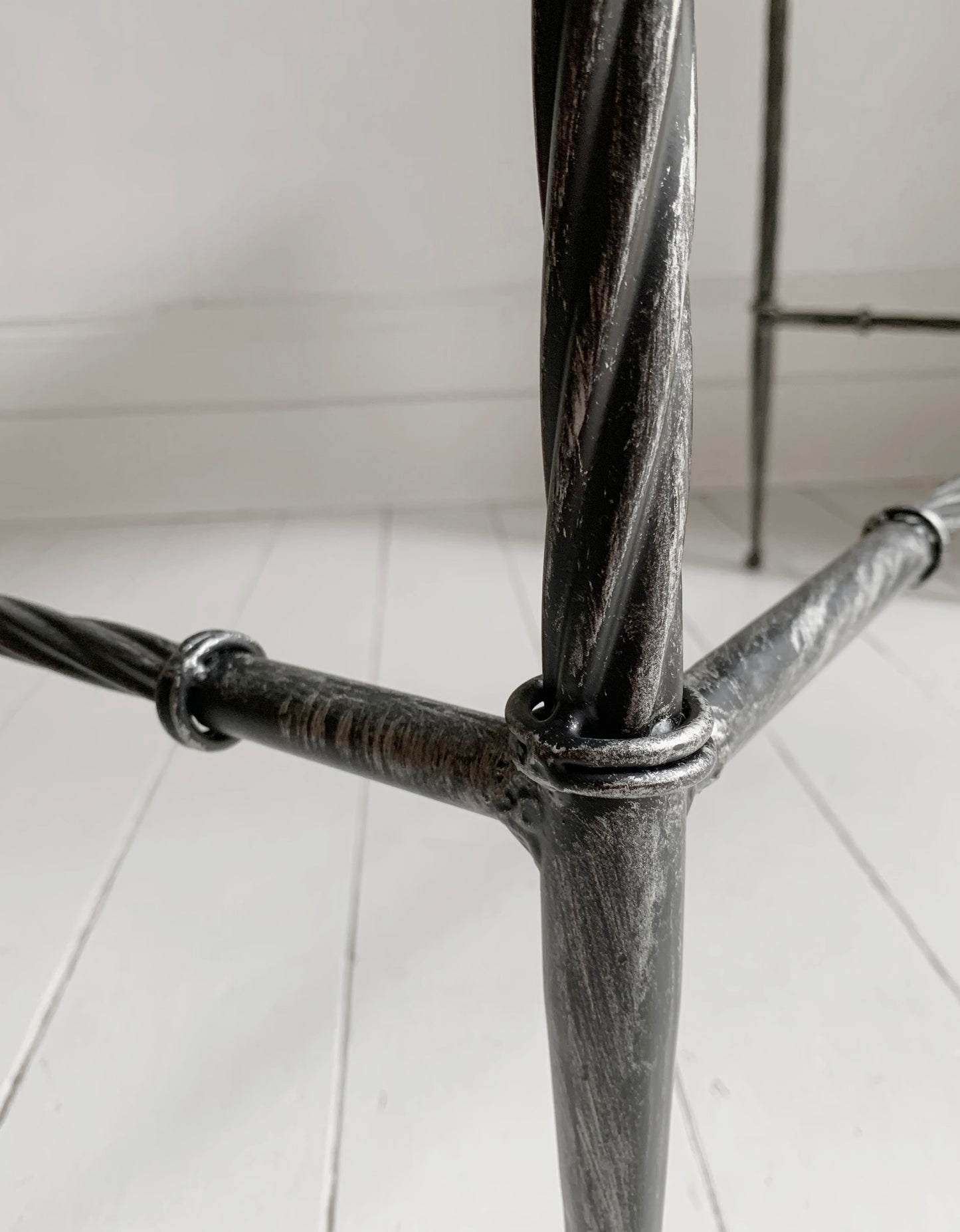 Stunning Style Black Console / Hall Table - Granite & Wrought Steel / Iron