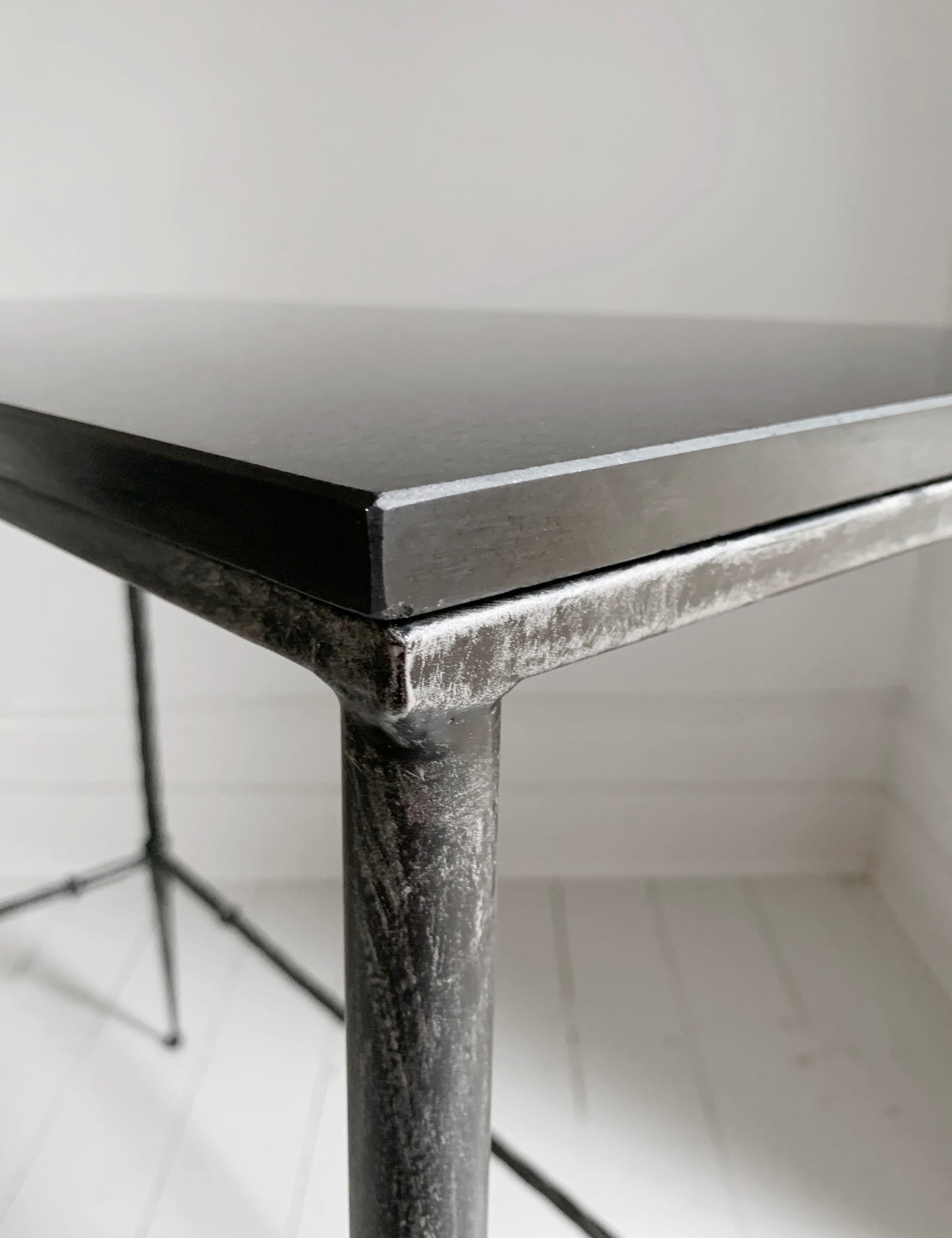 Stunning Style Black Console / Hall Table - Granite & Wrought Steel / Iron