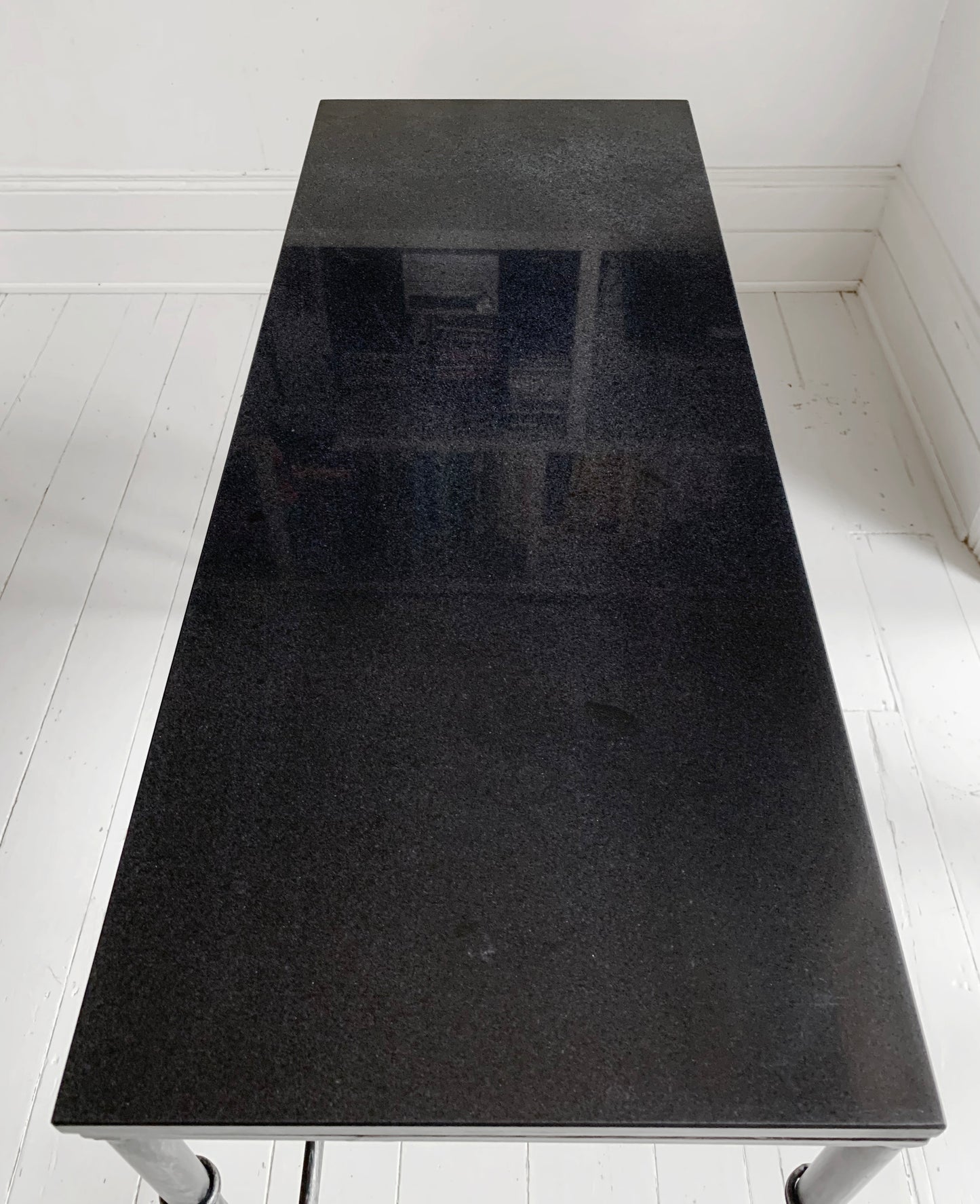 Stunning Style Black Console / Hall Table - Granite & Wrought Steel / Iron