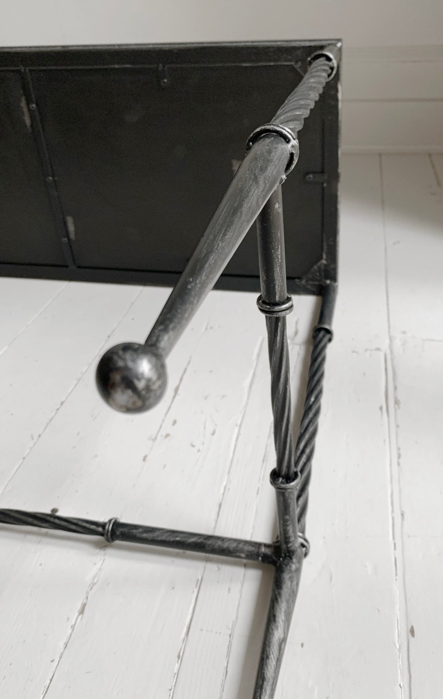 Stunning Style Black Console / Hall Table - Granite & Wrought Steel / Iron