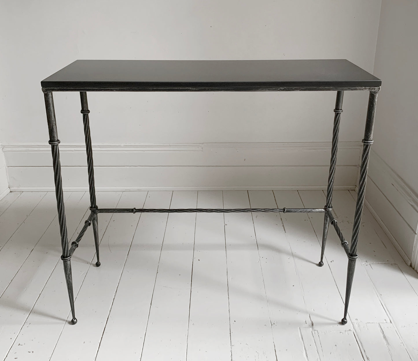 Stunning Style Black Console / Hall Table - Granite & Wrought Steel / Iron