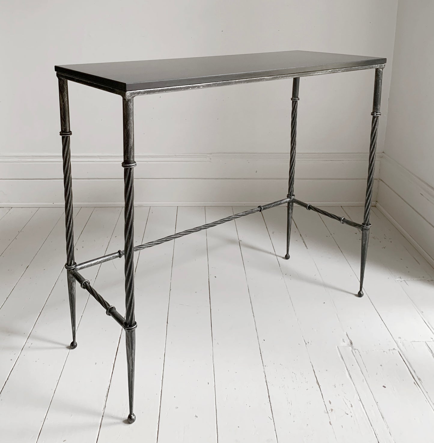 Stunning Style Black Console / Hall Table - Granite & Wrought Steel / Iron