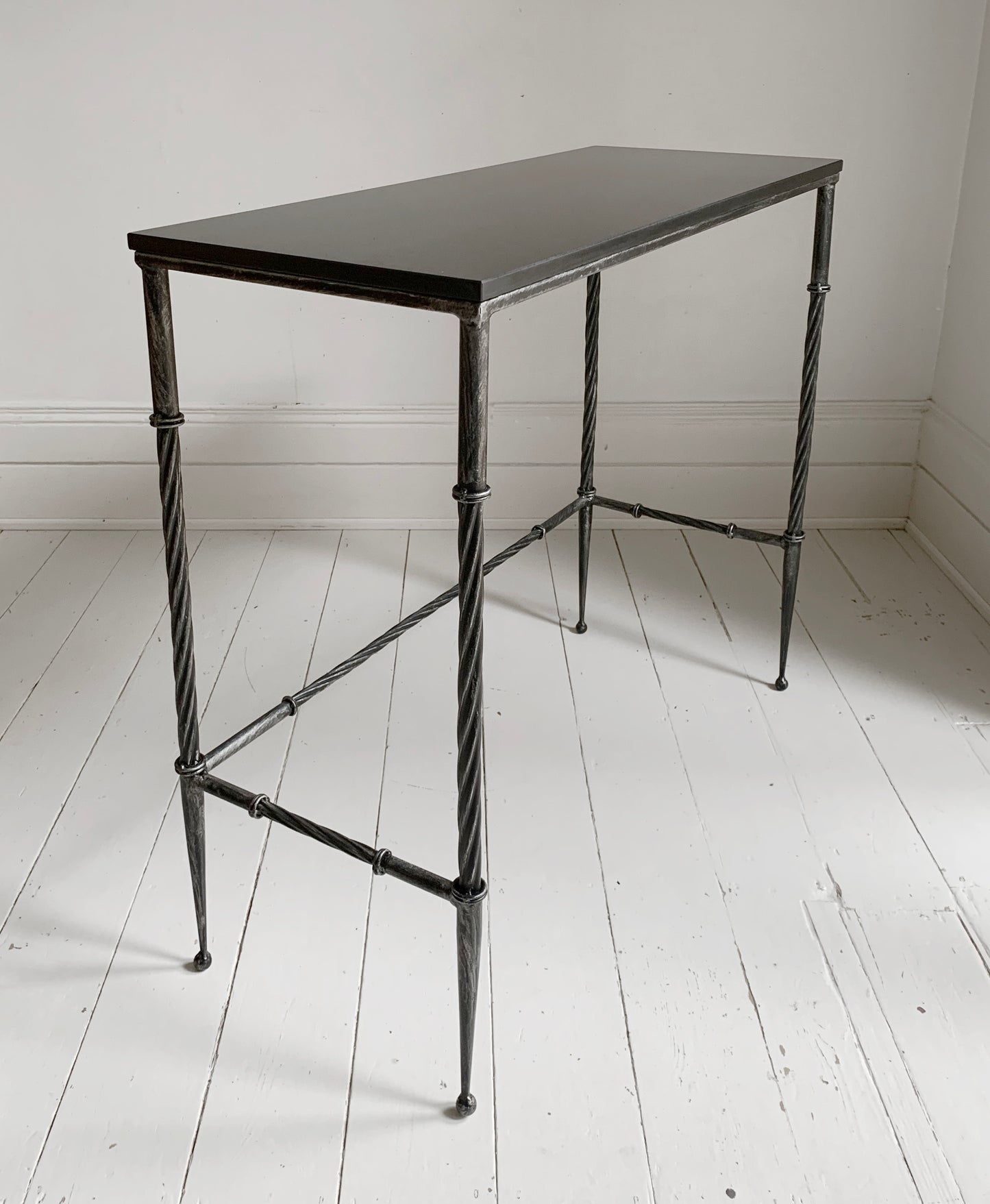 Stunning Style Black Console / Hall Table - Granite & Wrought Steel / Iron