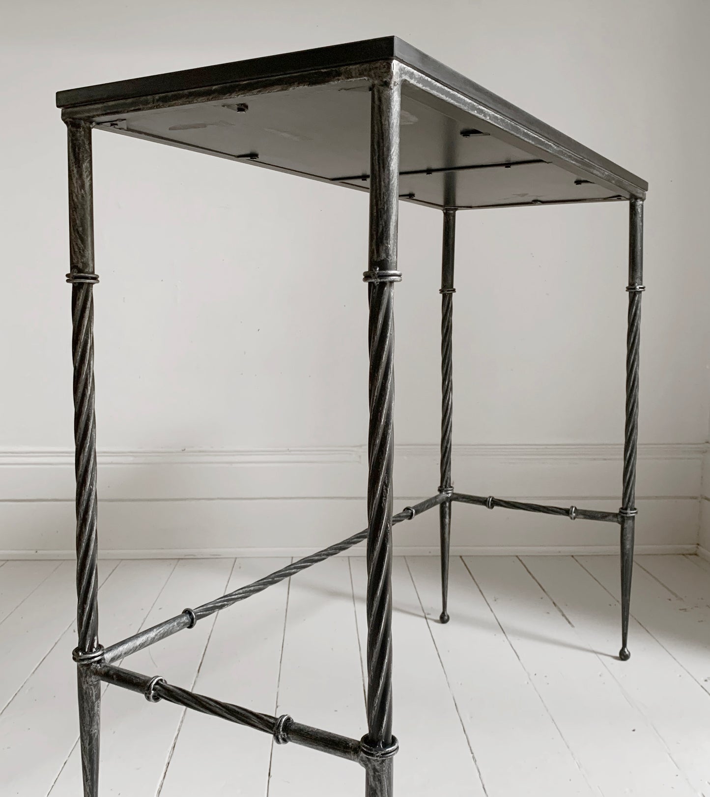 Stunning Style Black Console / Hall Table - Granite & Wrought Steel / Iron
