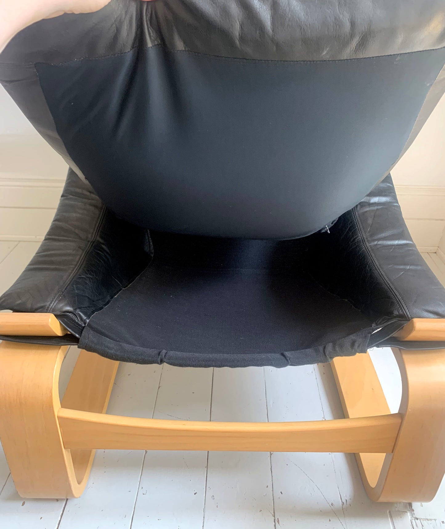 1970s Black Leather Kroken lounge chair designed by Åke Fribytter for Nelo