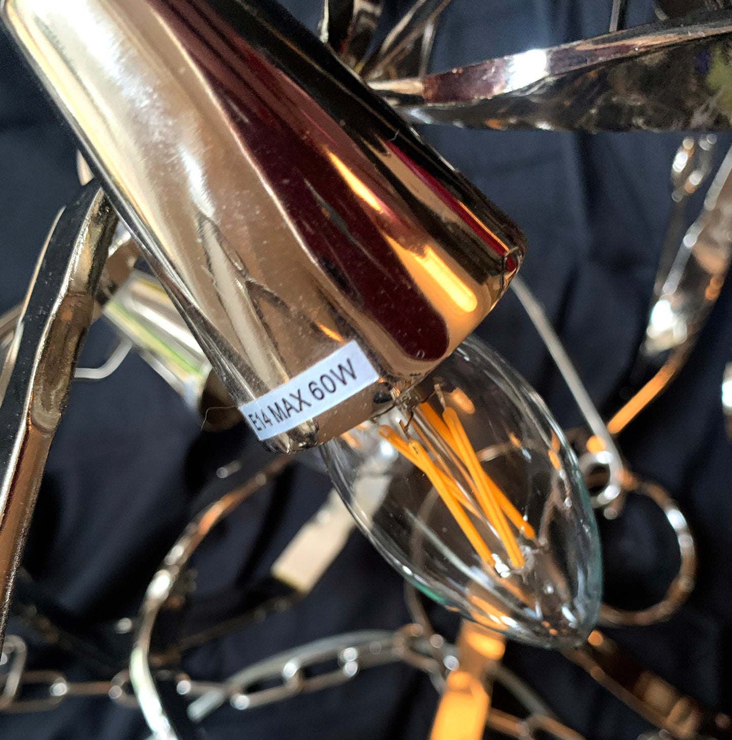 Metal Chandelier W/ Six Lights Possibly A Delphinium By Brand Van Egmond
