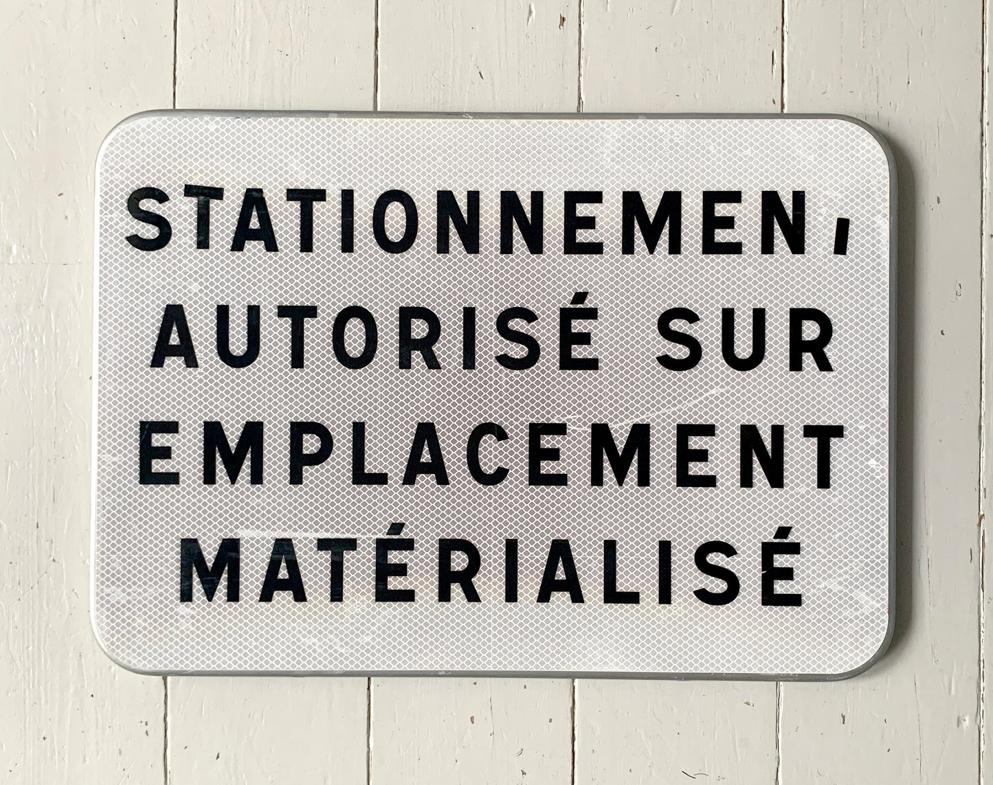 Genuine French Street Sign translates; Parking Authorised on Designated Location