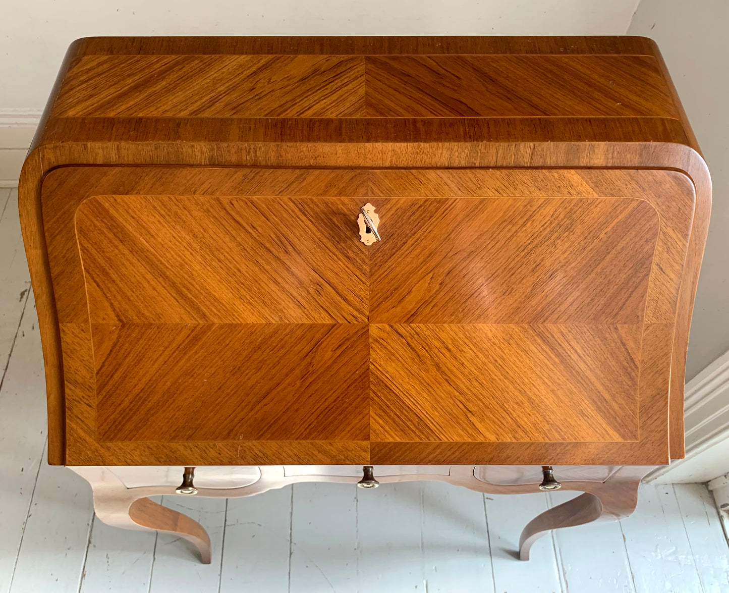 French Rococo-Style Secretaire / Bureau / Writing Desk with Intricate Parquetry