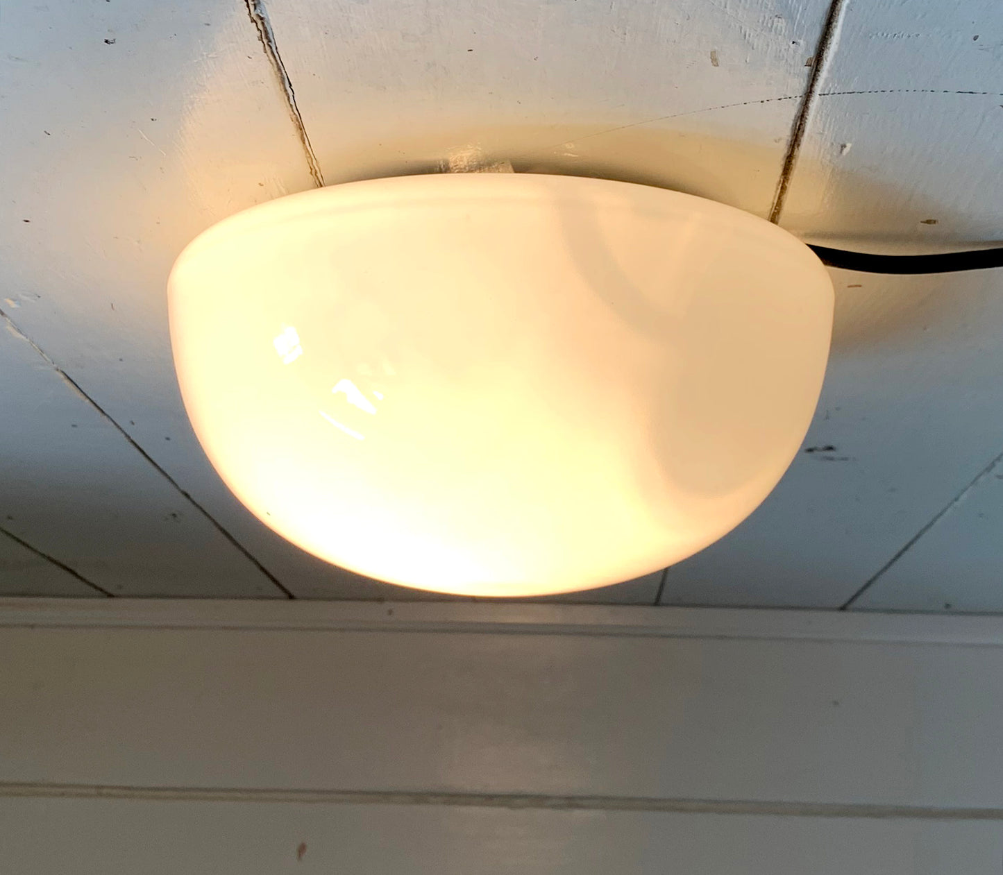 Vintage French Opaline 1960s / 70s Round Dome Ceiling/Wall Light Shade