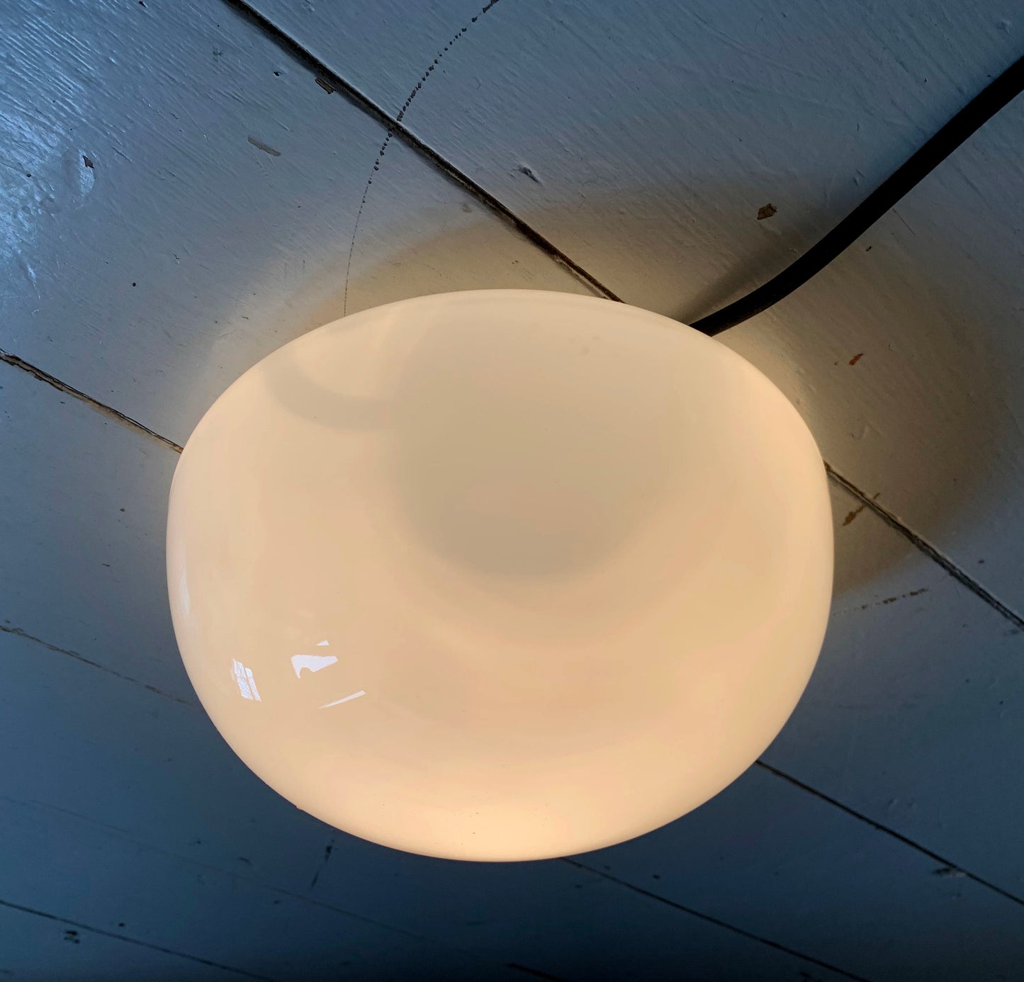 Vintage French Opaline 1960s / 70s Round Dome Ceiling/Wall Light Shade