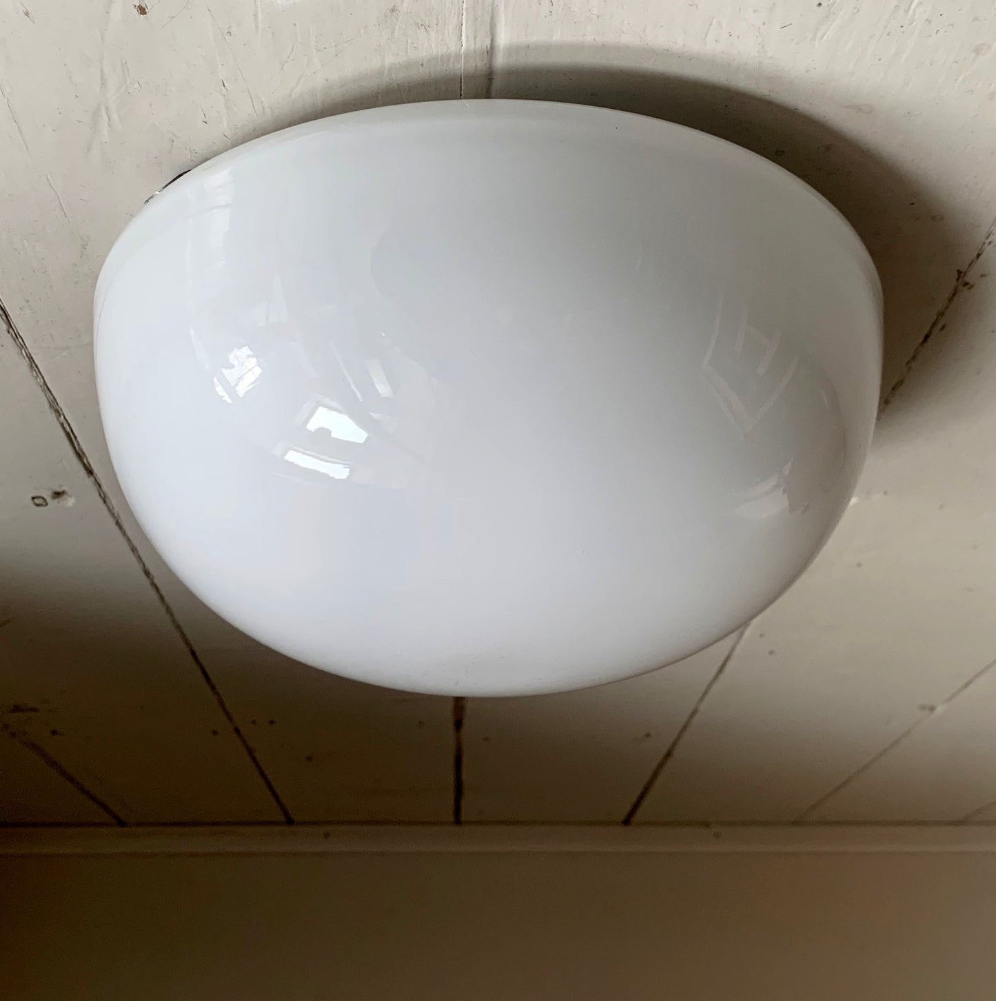 Vintage French Opaline 1960s / 70s Round Dome Ceiling/Wall Light Shade
