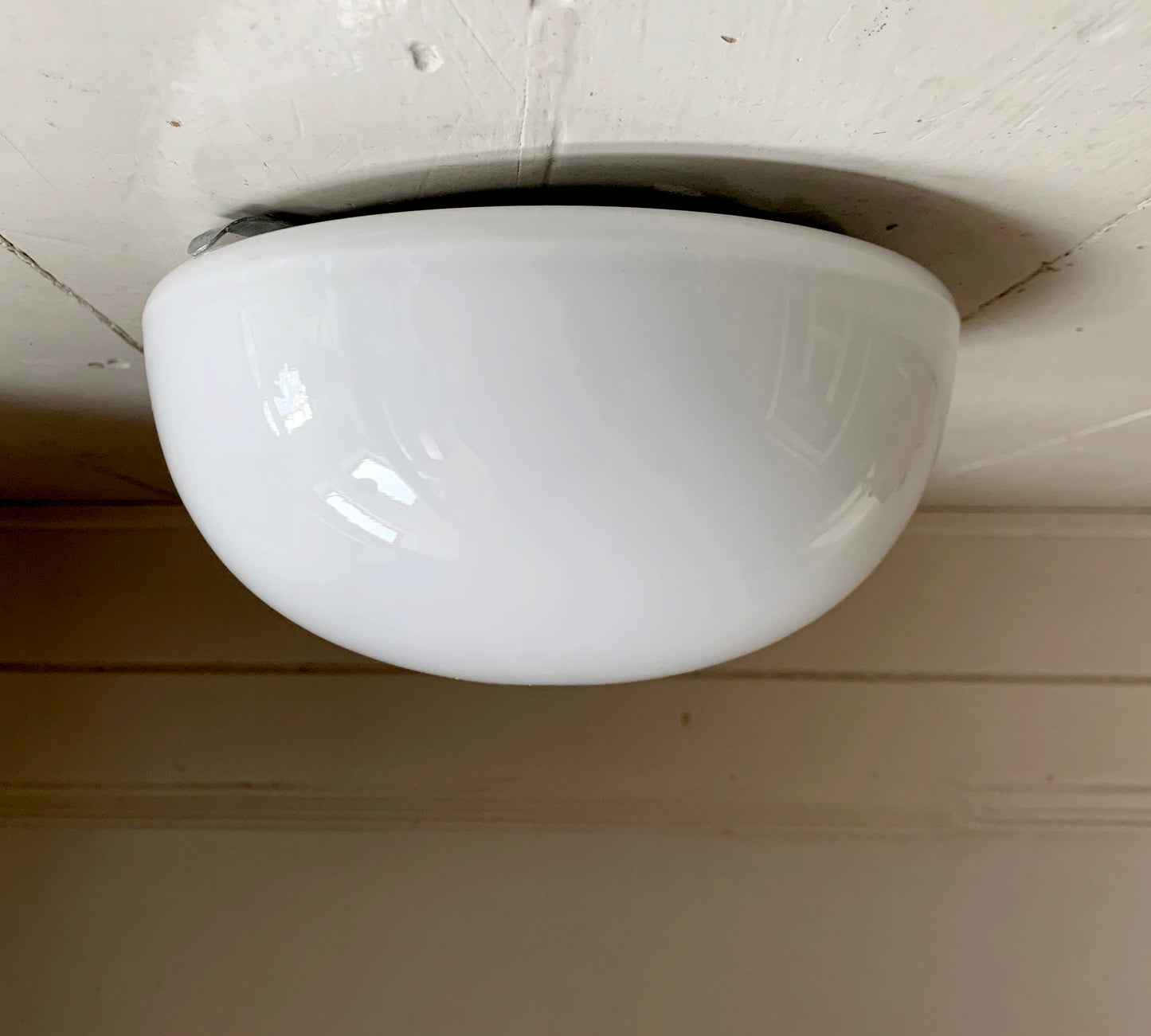 Vintage French Opaline 1960s / 70s Round Dome Ceiling/Wall Light Shade