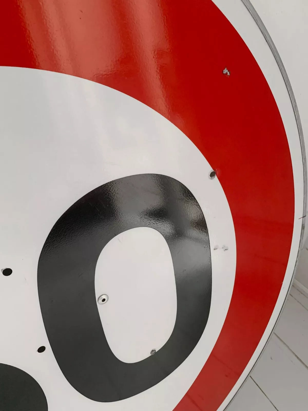 Genuine Large French Speed Sign '50' - Fifty Km/h, 86cm dia, Vinyl on Aluminium