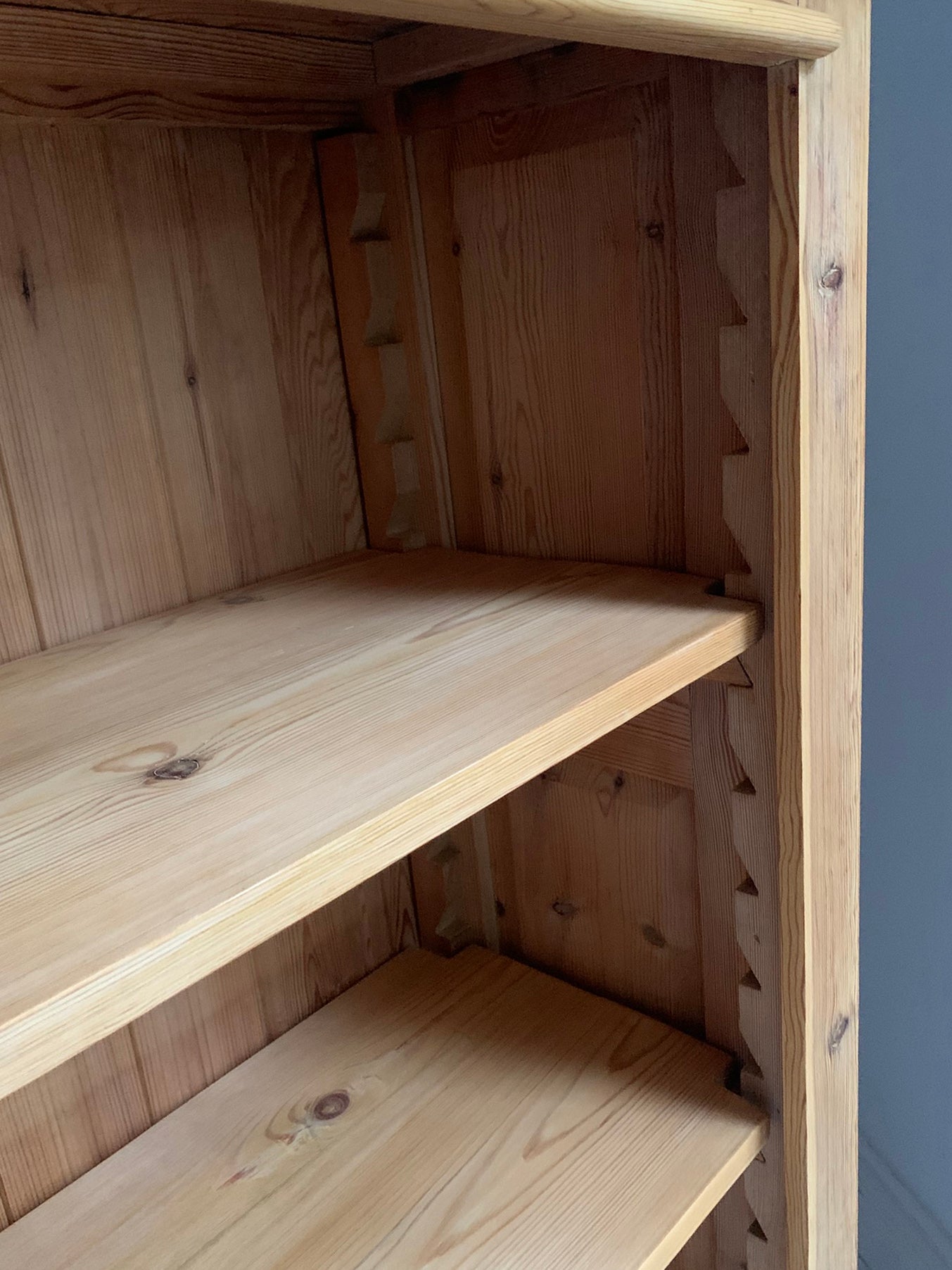Stunning Tall Vintage Pine Bookcase with Three Adjustable Shelves