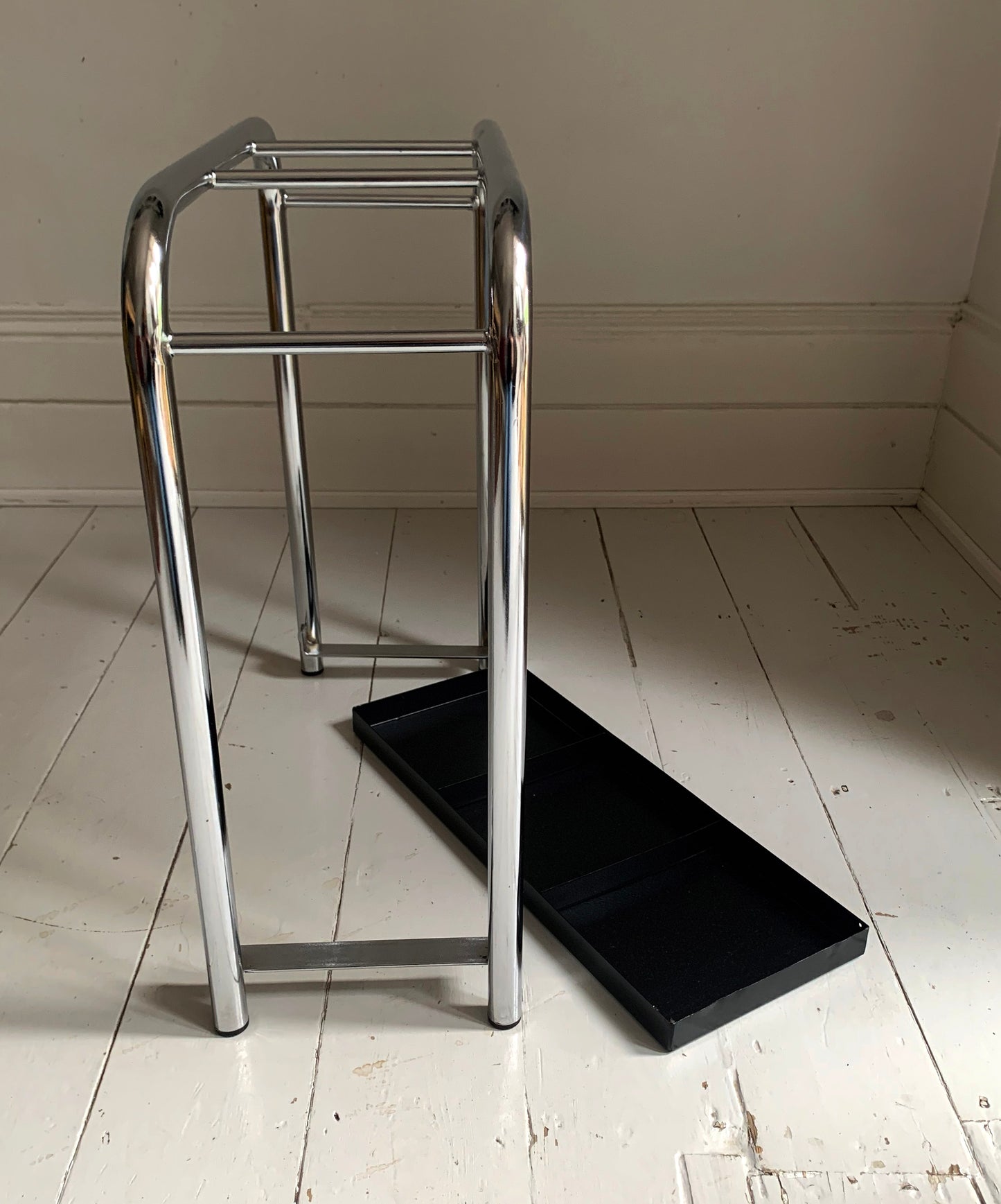 Mid Century Modern, Bauhaus Style Tubular Chrome & Steel Umbrella Stand