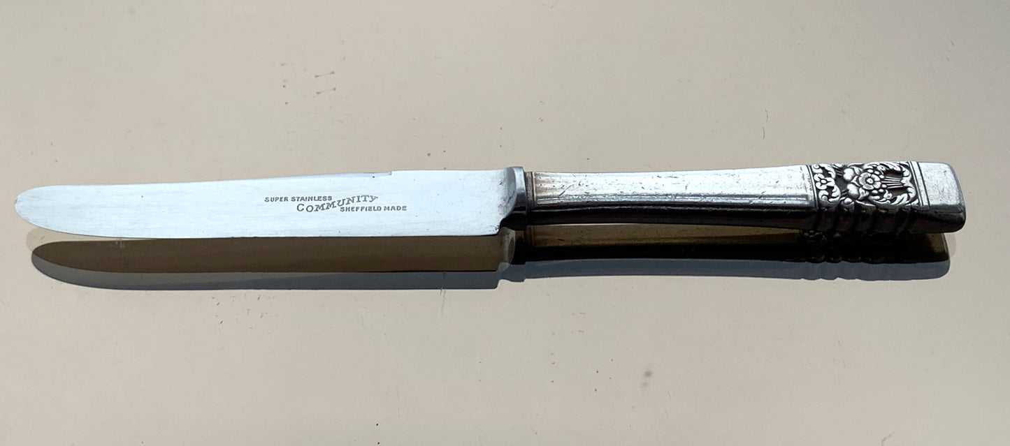 Vintage Oneida Community Hampton Court Pattern silver plated 9 x butter knives