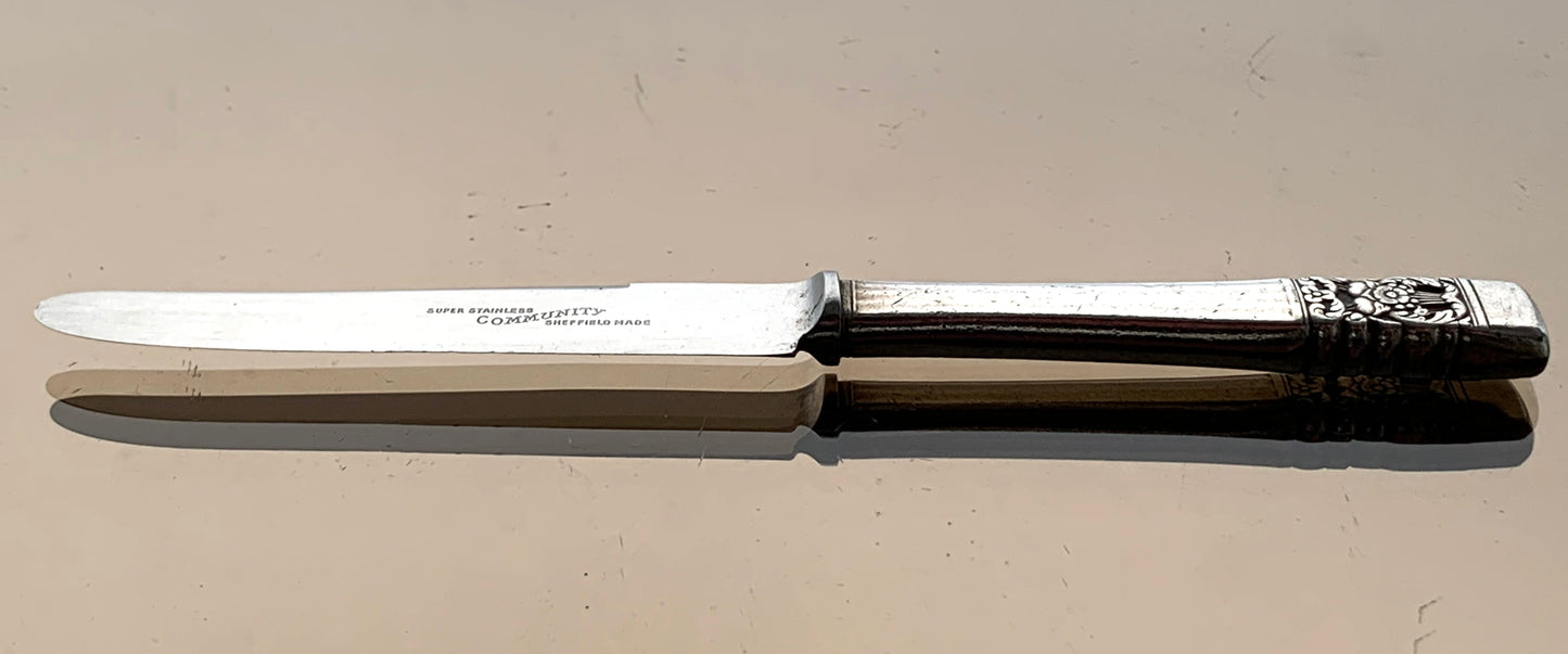 Vintage Oneida Community Hampton Court Pattern silver plated 9 x butter knives