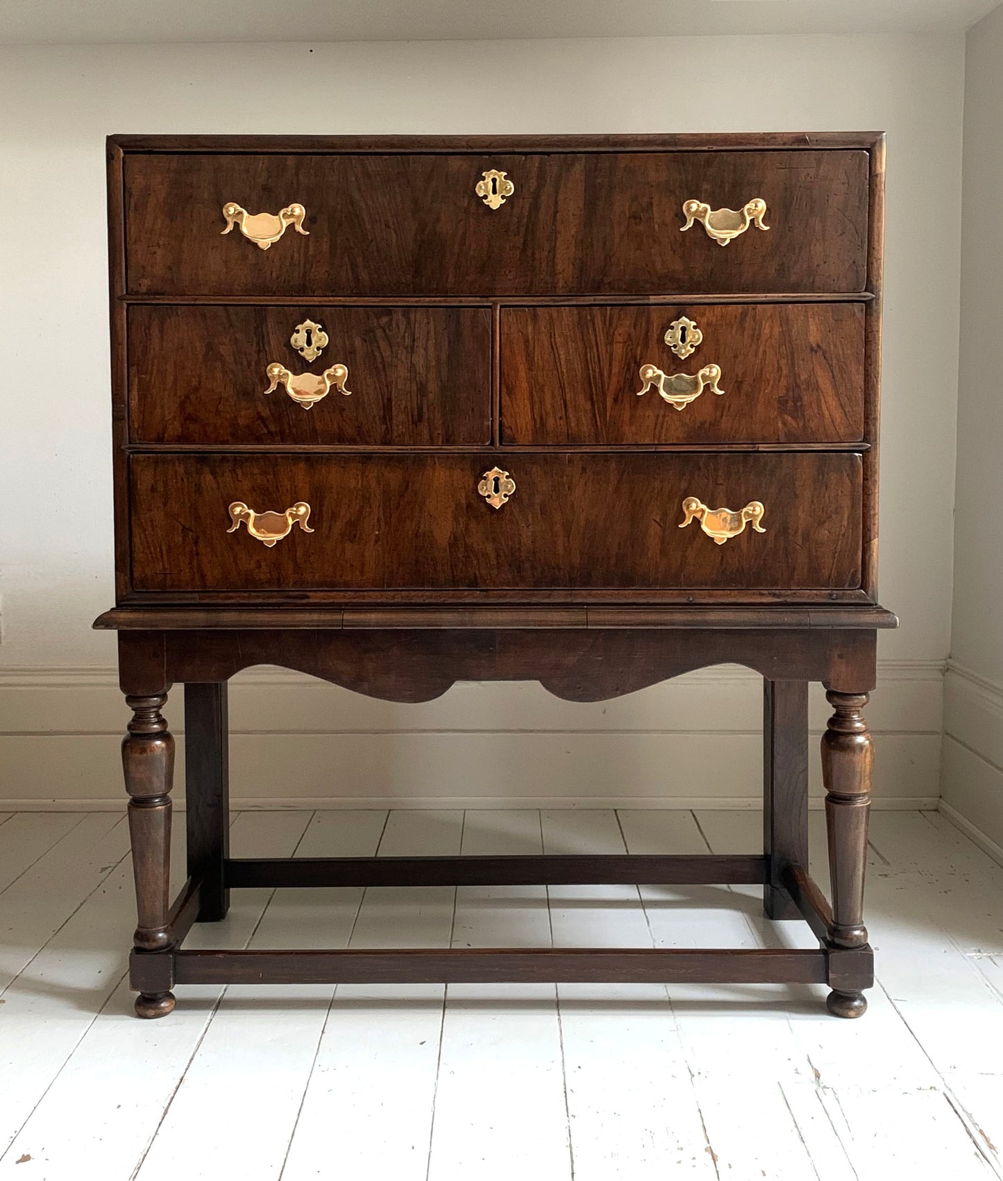 Stunning Antique Oak Four Drawer Chest of Drawers on Jacobean Style Stand