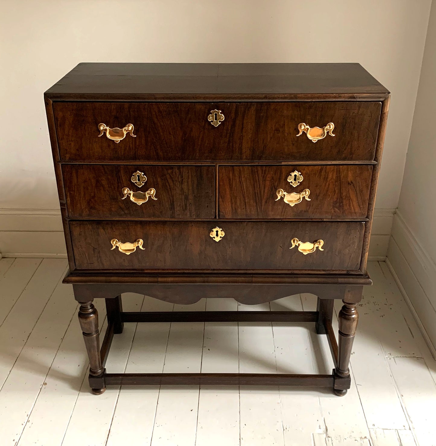 Stunning Antique Oak Four Drawer Chest of Drawers on Jacobean Style Stand