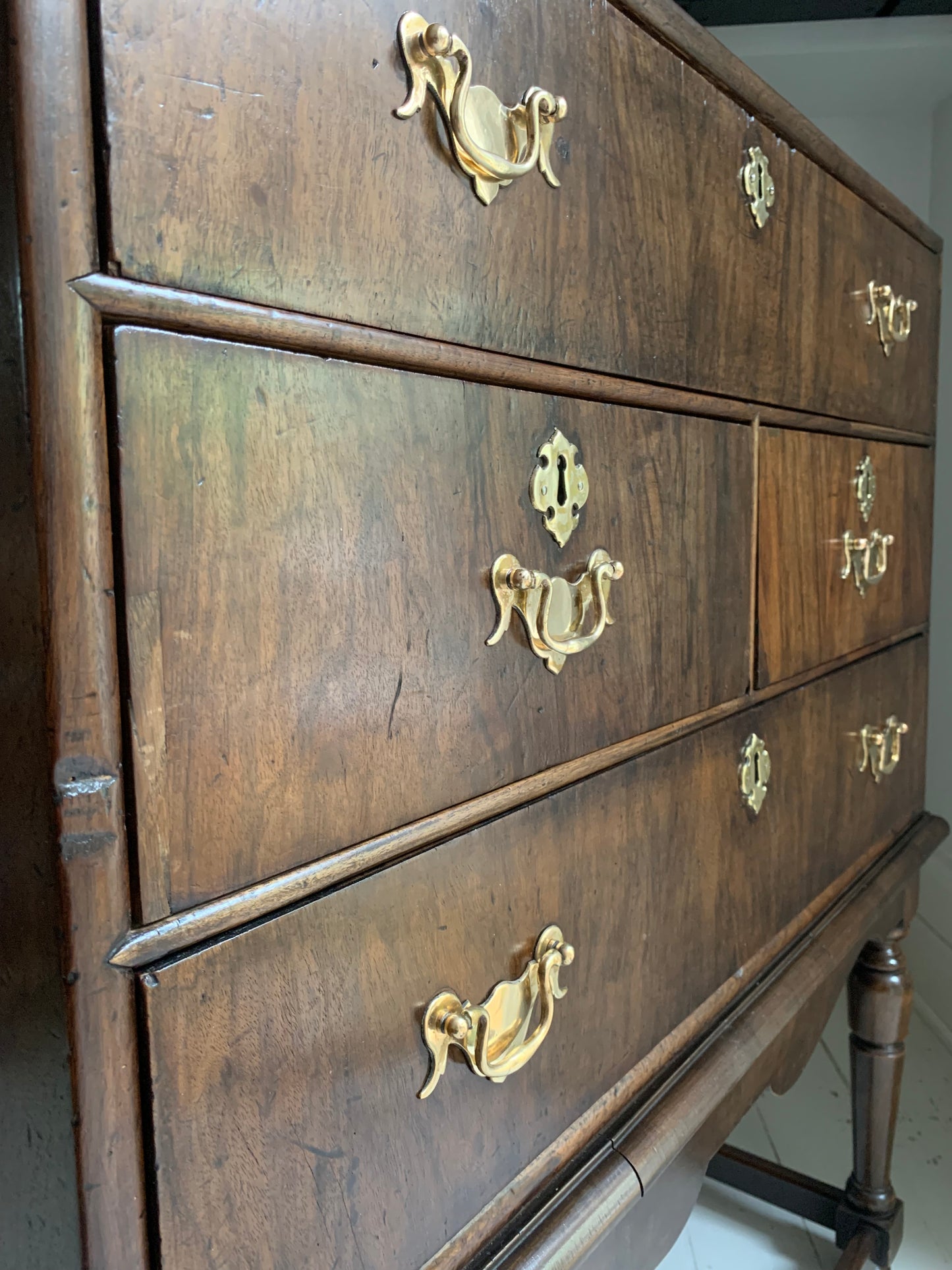 Stunning Antique Oak Four Drawer Chest of Drawers on Jacobean Style Stand