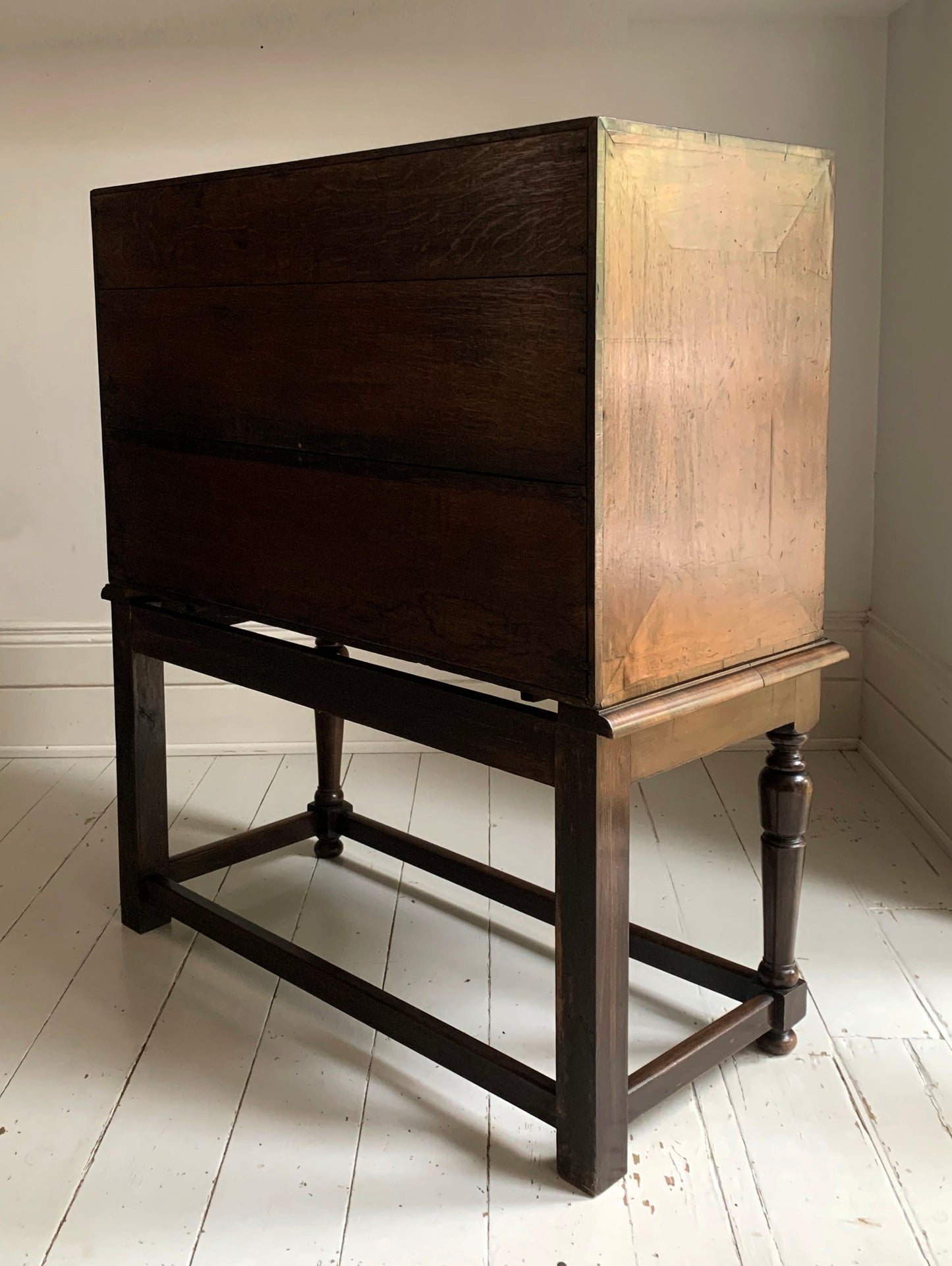 Stunning Antique Oak Four Drawer Chest of Drawers on Jacobean Style Stand