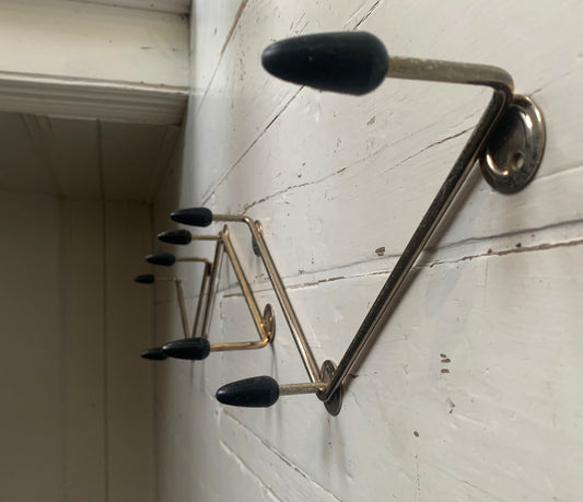 Vintage 1950s/60s Atomic Sputnik Black on Gold 3 x 3 Sets of Wall Mounted Hooks