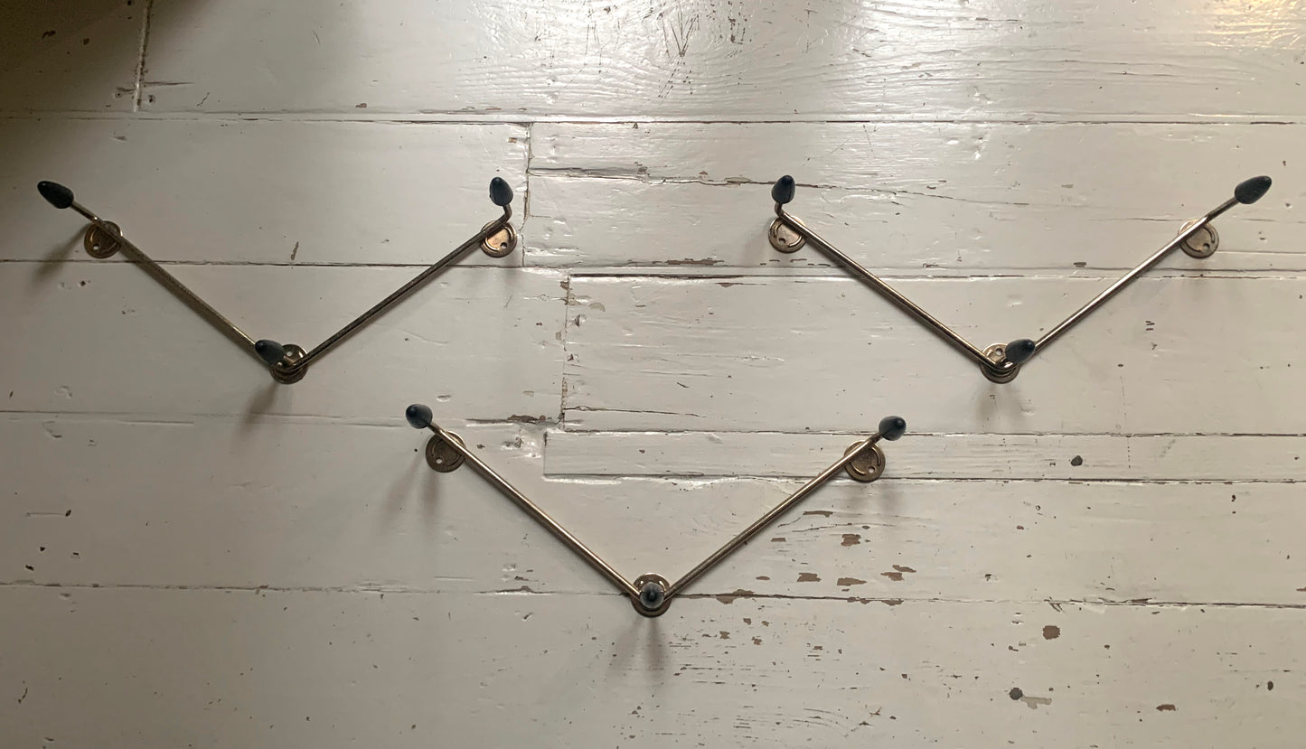 Vintage 1950s/60s Atomic Sputnik Black on Gold 3 x 3 Sets of Wall Mounted Hooks